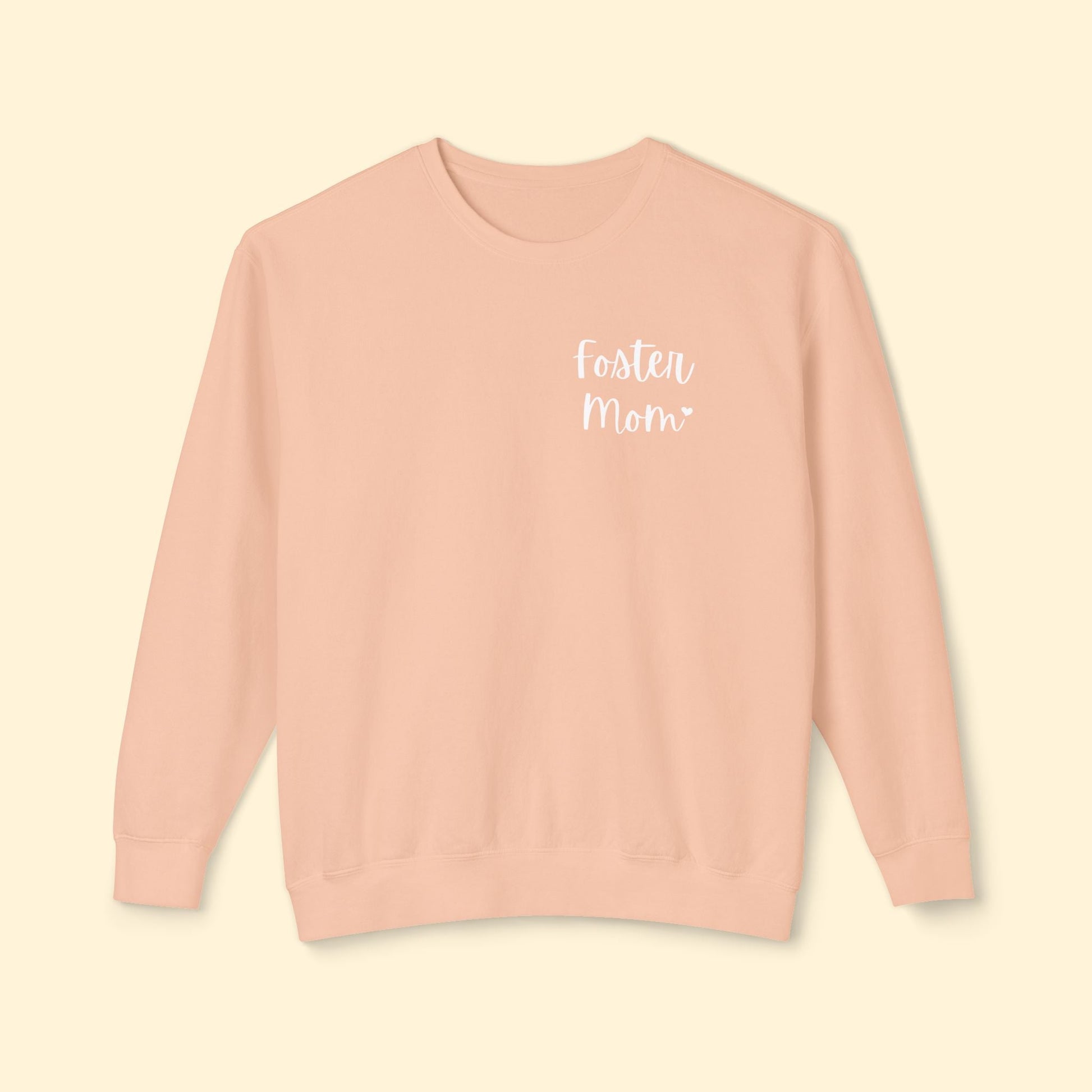 Foster Mom | Pocket Print | Lightweight Comfort Colors Crewneck Sweatshirt - Detezi Designs - 30964767451007128094