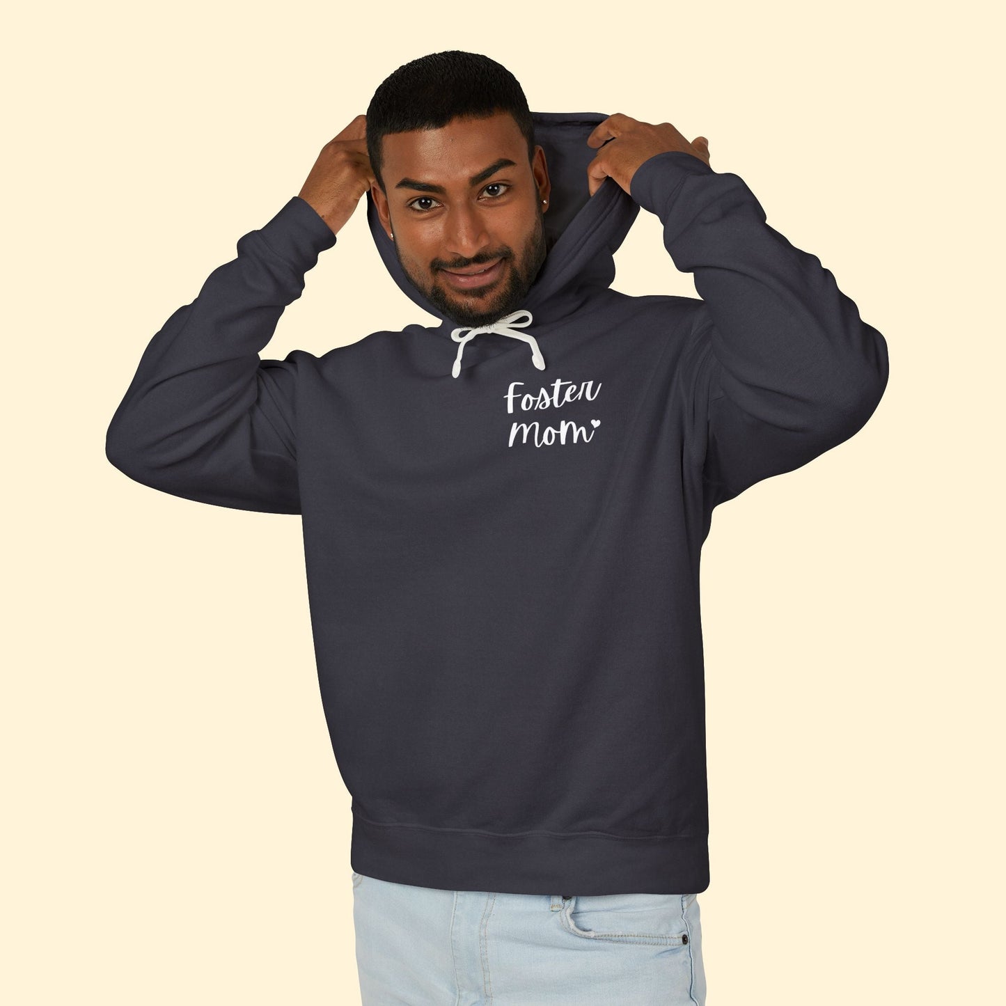 Foster Mom | Pocket Print | Lightweight Comfort Colors Hooded Sweatshirt - Detezi Designs - 32658650064625999510