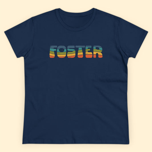 Foster Retro | Women's Midweight Cotton Tee - Detezi Designs - 30998624645316557775