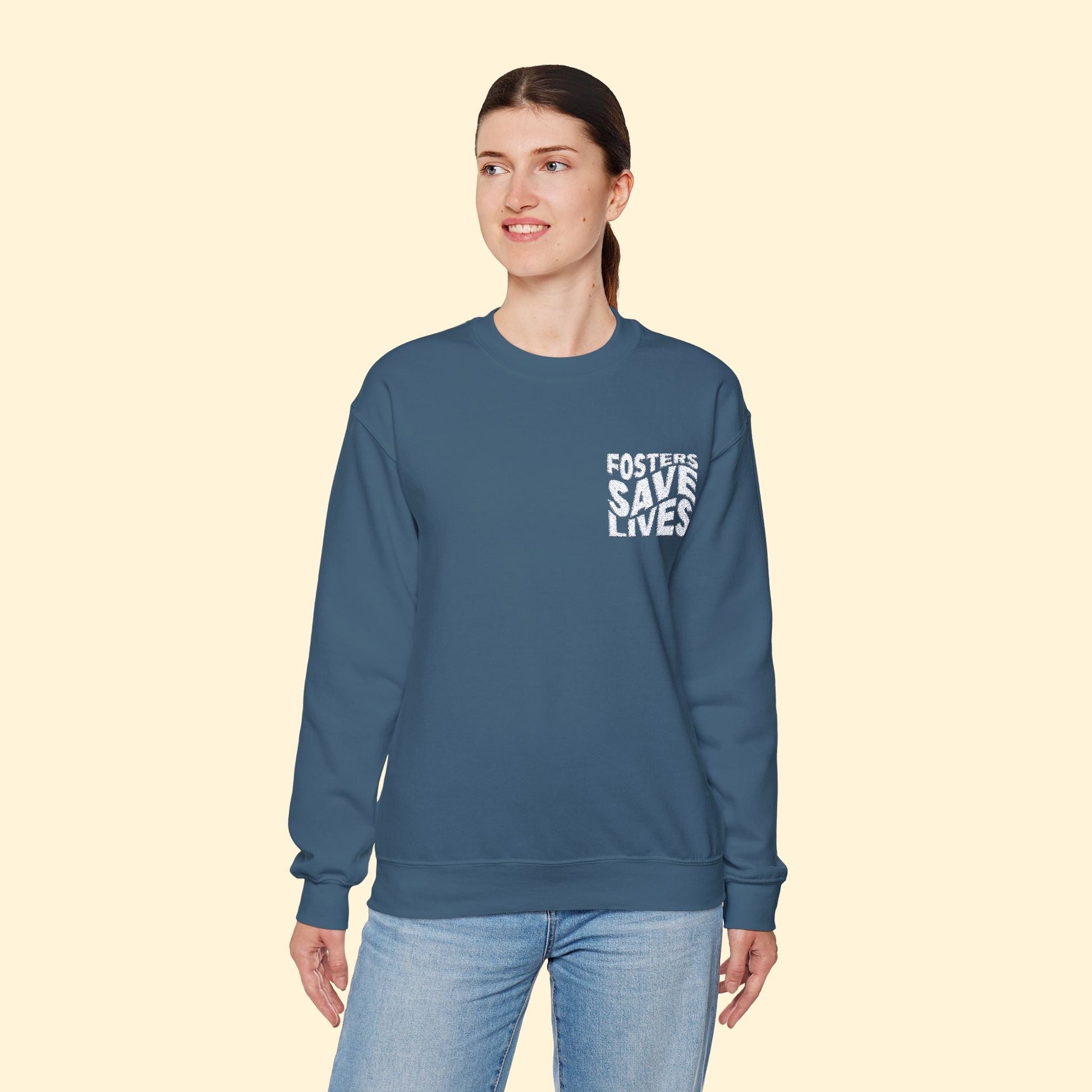 Fosters Save Lives | Embroidered | Unisex Crewneck Sweatshirt - Detezi Designs - 23210409910083855514