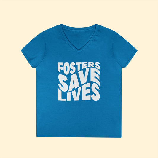 Fosters Save Lives | Ladies' V - Neck T-Shirt - Detezi Designs - 95849934232411191297