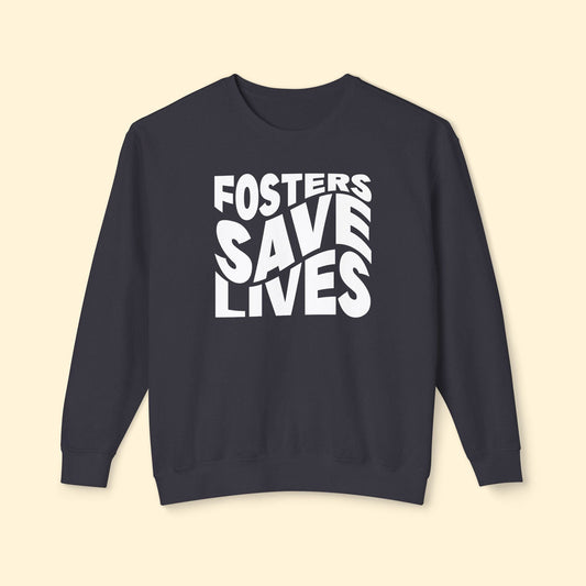 Fosters Save Lives | Lightweight Comfort Colors Crewneck Sweatshirt - Detezi Designs - 16210821532311008838