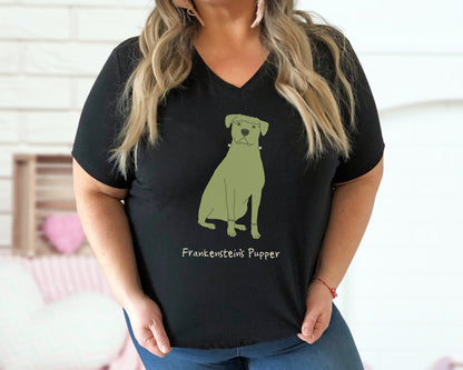 Frankenstein's Pupper | Unisex V - Neck Tee - Detezi Designs - 23928666508114209431