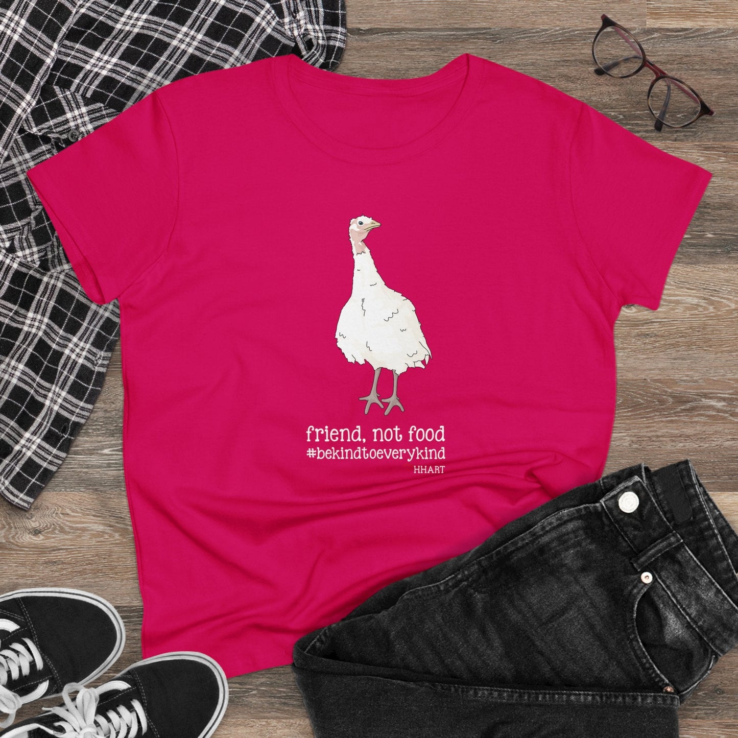 Friend | FUNDRAISER for HHART | Women's Midweight Cotton Tee - Detezi Designs - 13903608214342492470