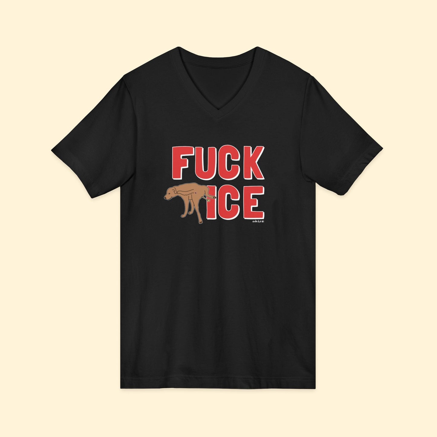 Fuck ICE | Unisex V - Neck Tee - Detezi Designs - 25804092627197660590