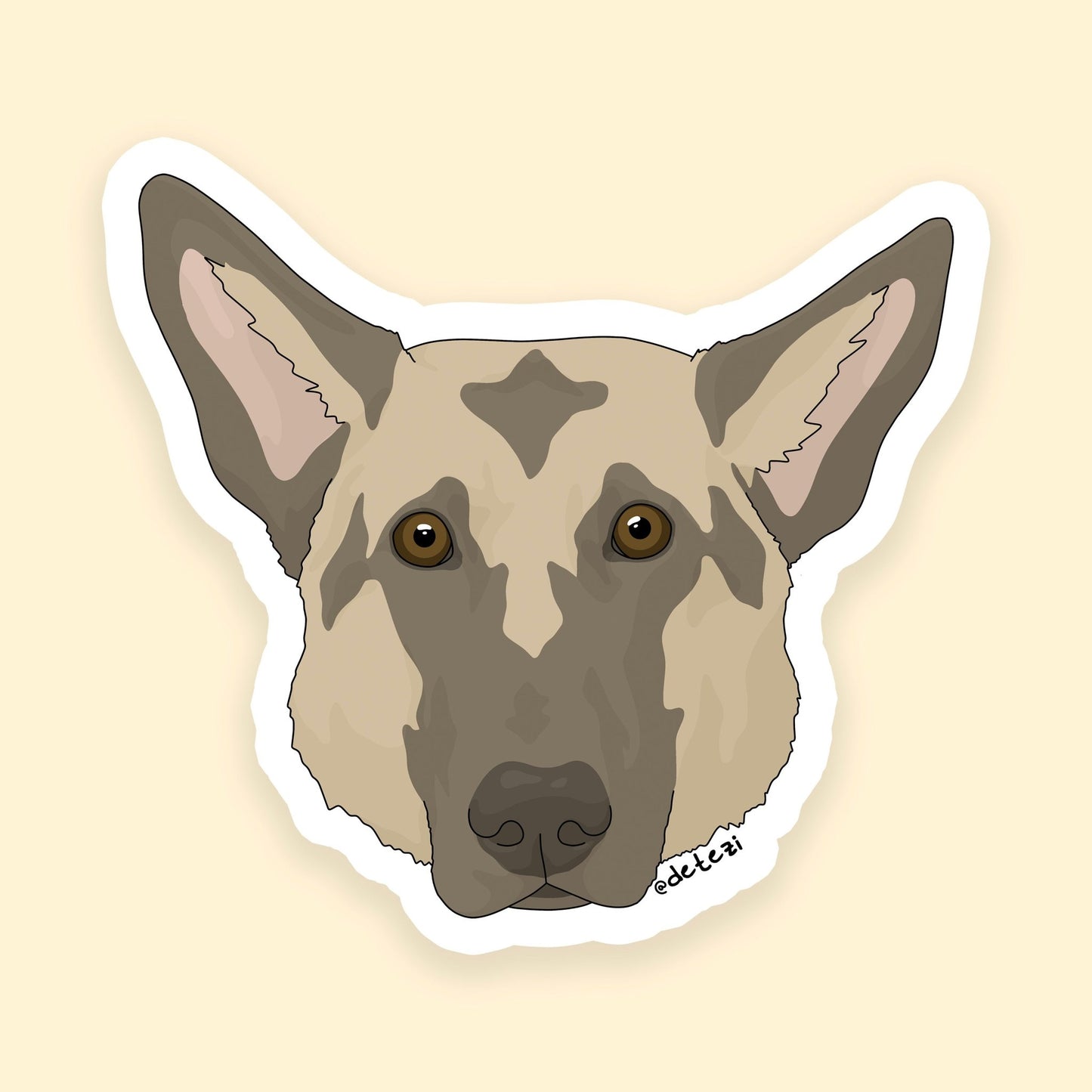 German Shepherd Dog | Face | 3" Vinyl Sticker - Detezi Designs - 