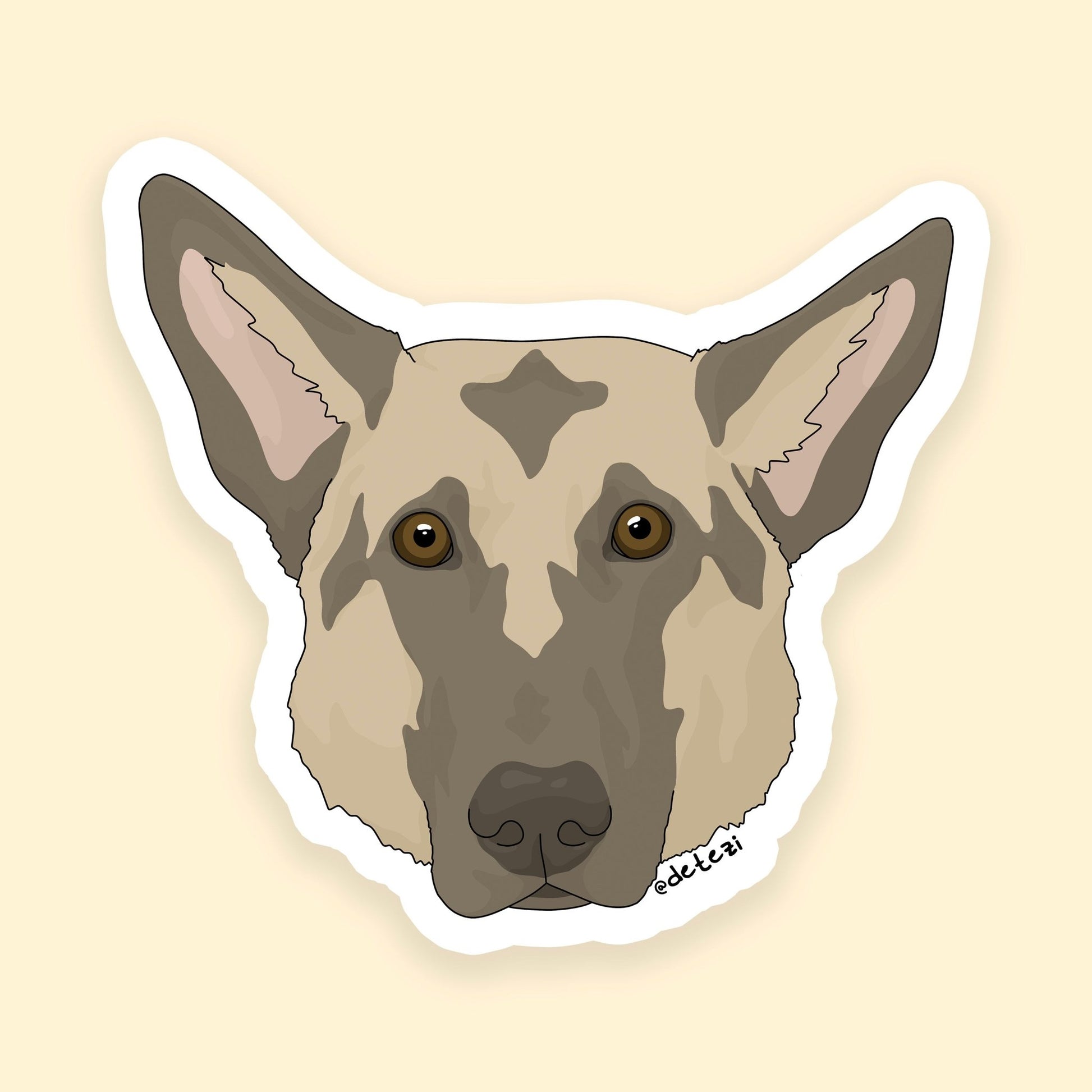 German Shepherd Dog | Face | 3" Vinyl Sticker - Detezi Designs - 