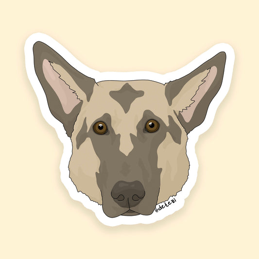German Shepherd Dog | Face | 3" Vinyl Sticker - Detezi Designs - 