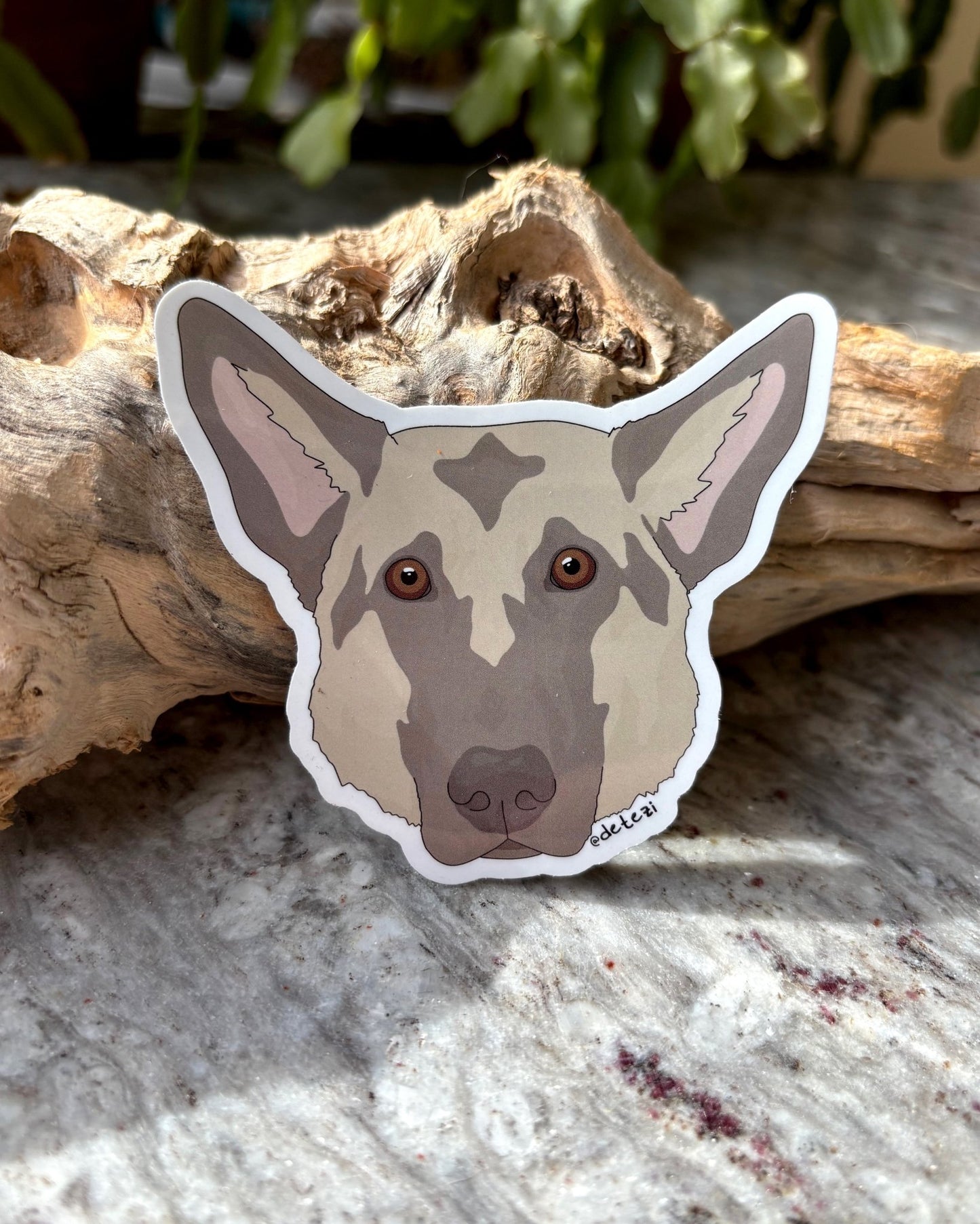German Shepherd Dog | Face | 3" Vinyl Sticker - Detezi Designs - 
