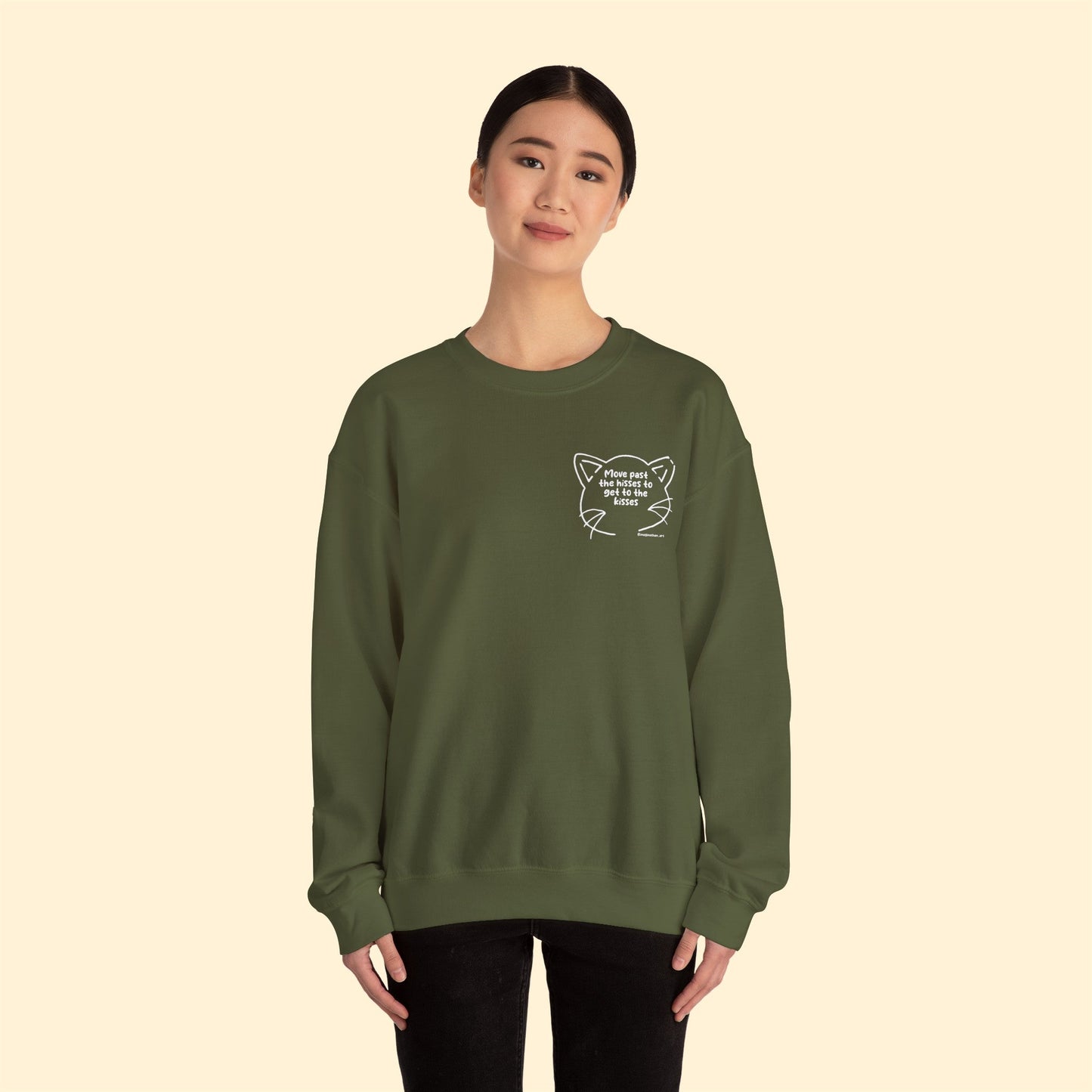 Get Past The Hisses | FUNDRAISER for Feral At Heart | Crewneck Sweatshirt - Detezi Designs-17338119517001949439