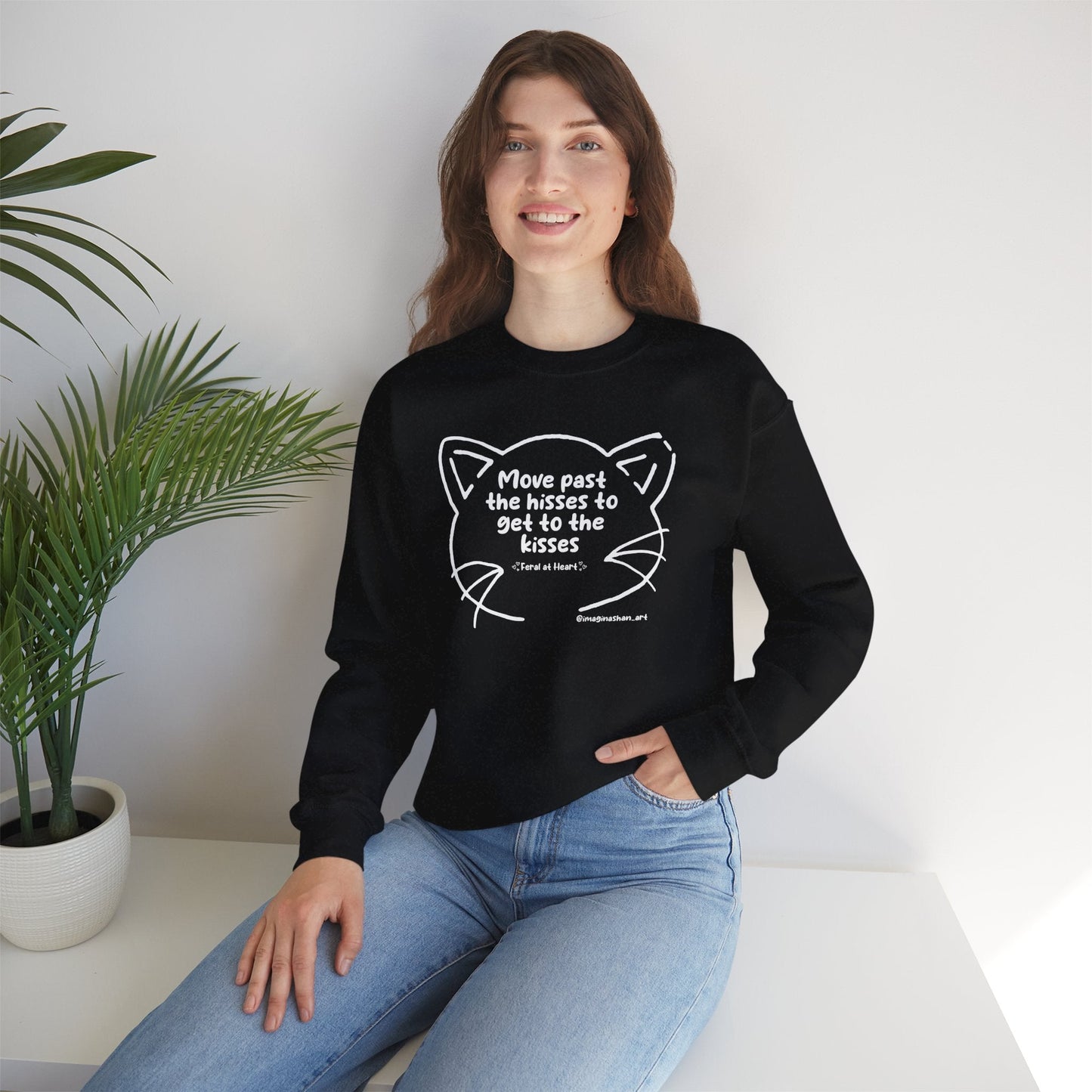 Get Past The Hisses | FUNDRAISER for Feral At Heart | Crewneck Sweatshirt - Detezi Designs - 24822505139445590322