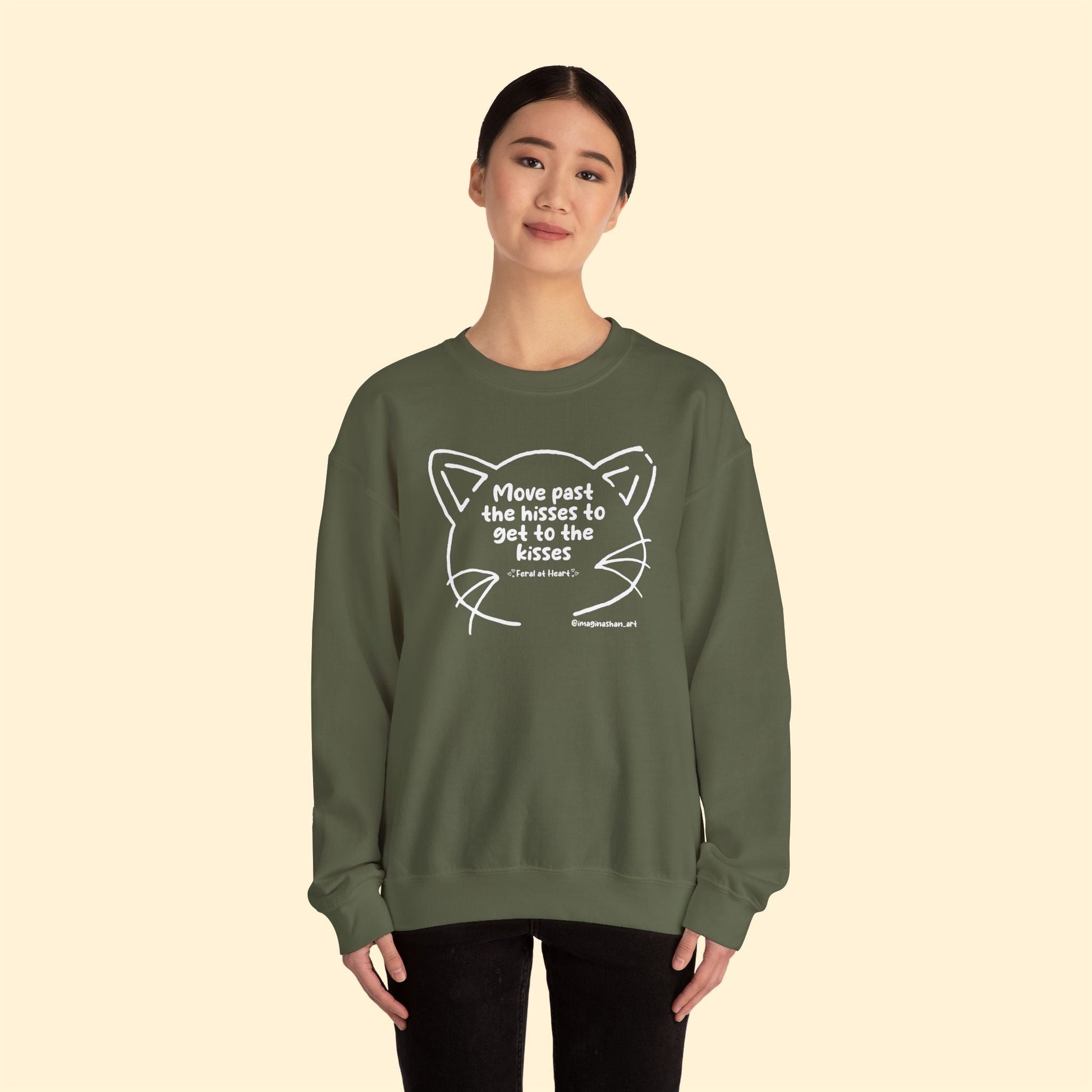 Get Past The Hisses | FUNDRAISER for Feral At Heart | Crewneck Sweatshirt - Detezi Designs - 28859667161727835402
