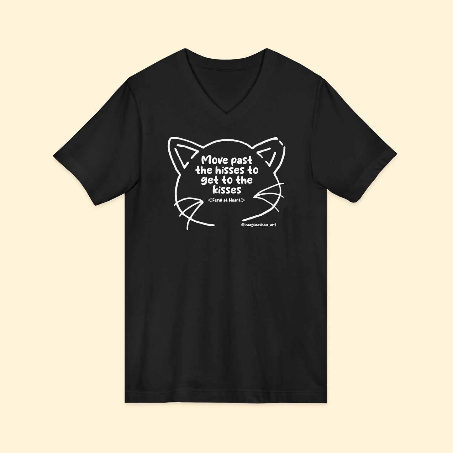 Get Past The Hisses | FUNDRAISER for Feral At Heart | Unisex V - Neck Tee - Detezi Designs - 13425197161844893640