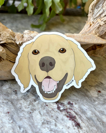 Golden Retriever | Face | 3" Vinyl Sticker - Detezi Designs - 