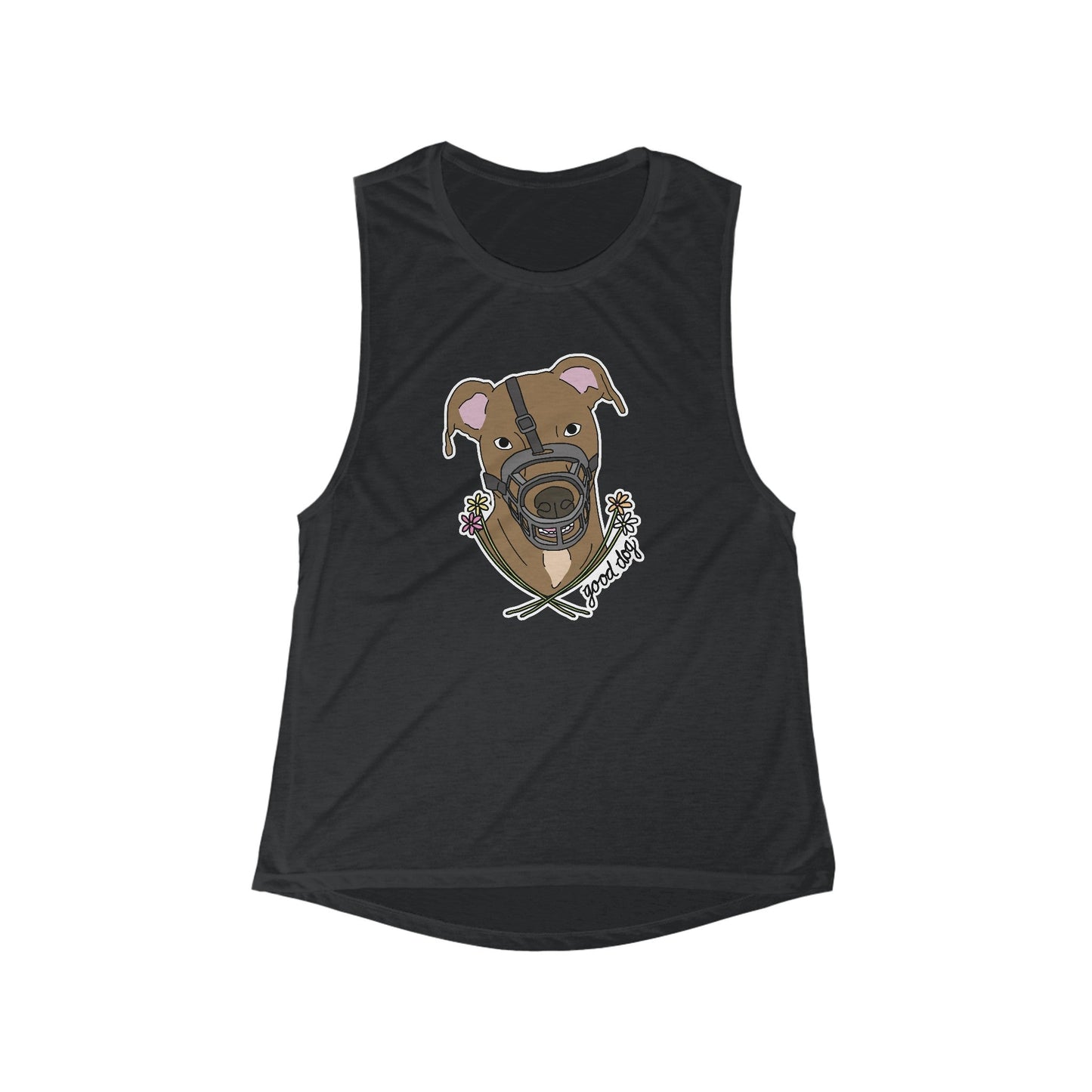 Good Dog Muzzle | Women's Flowy Scoop Muscle Tank - Detezi Designs-14458307927335198897