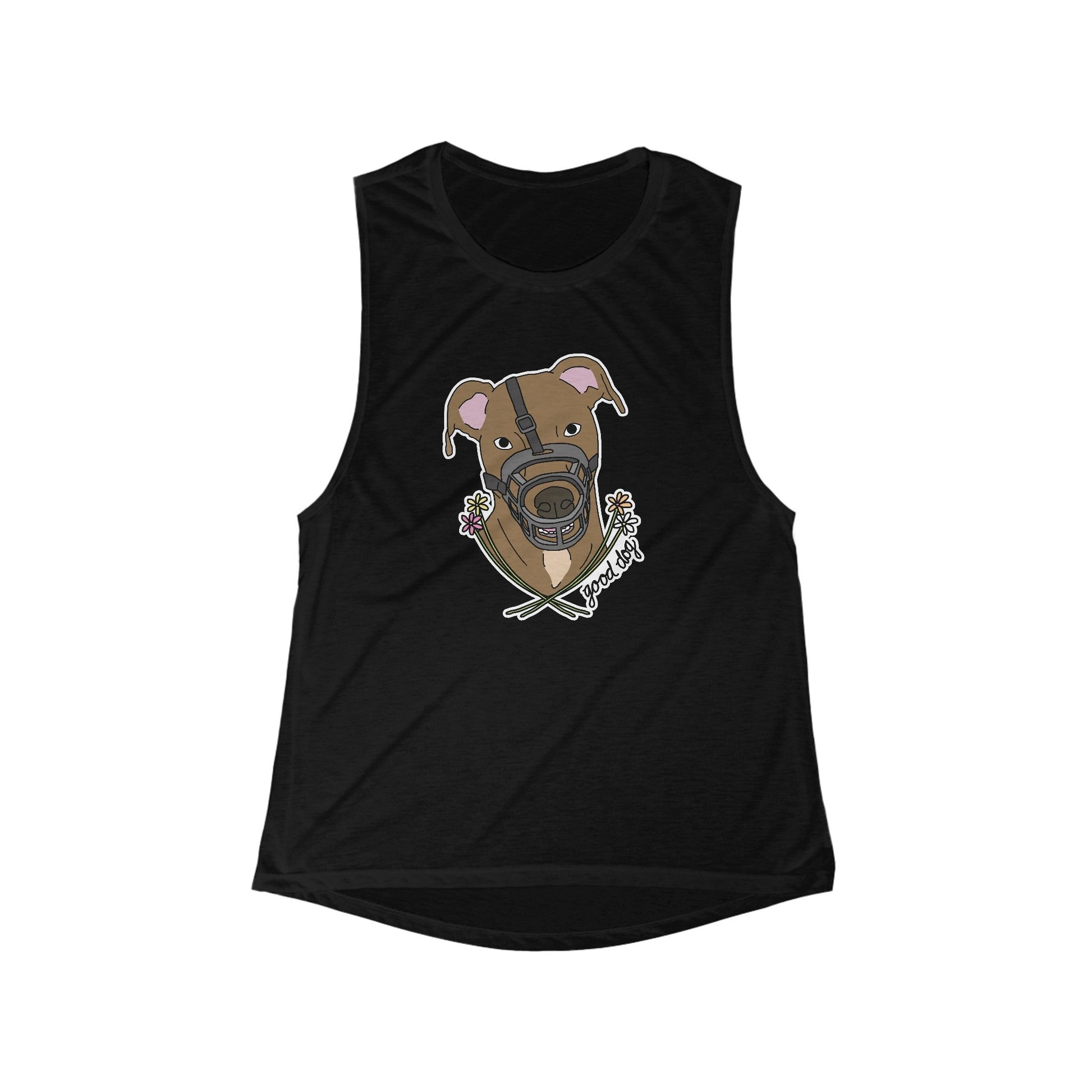 Good Dog Muzzle | Women's Flowy Scoop Muscle Tank - Detezi Designs-77591539590821592836