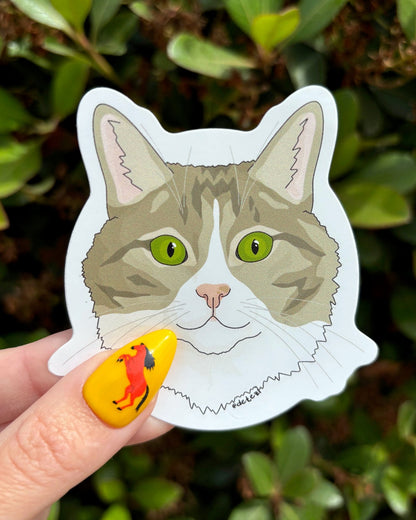 Grey DLH Tabby Cat | Vinyl Sticker - Detezi Designs - 