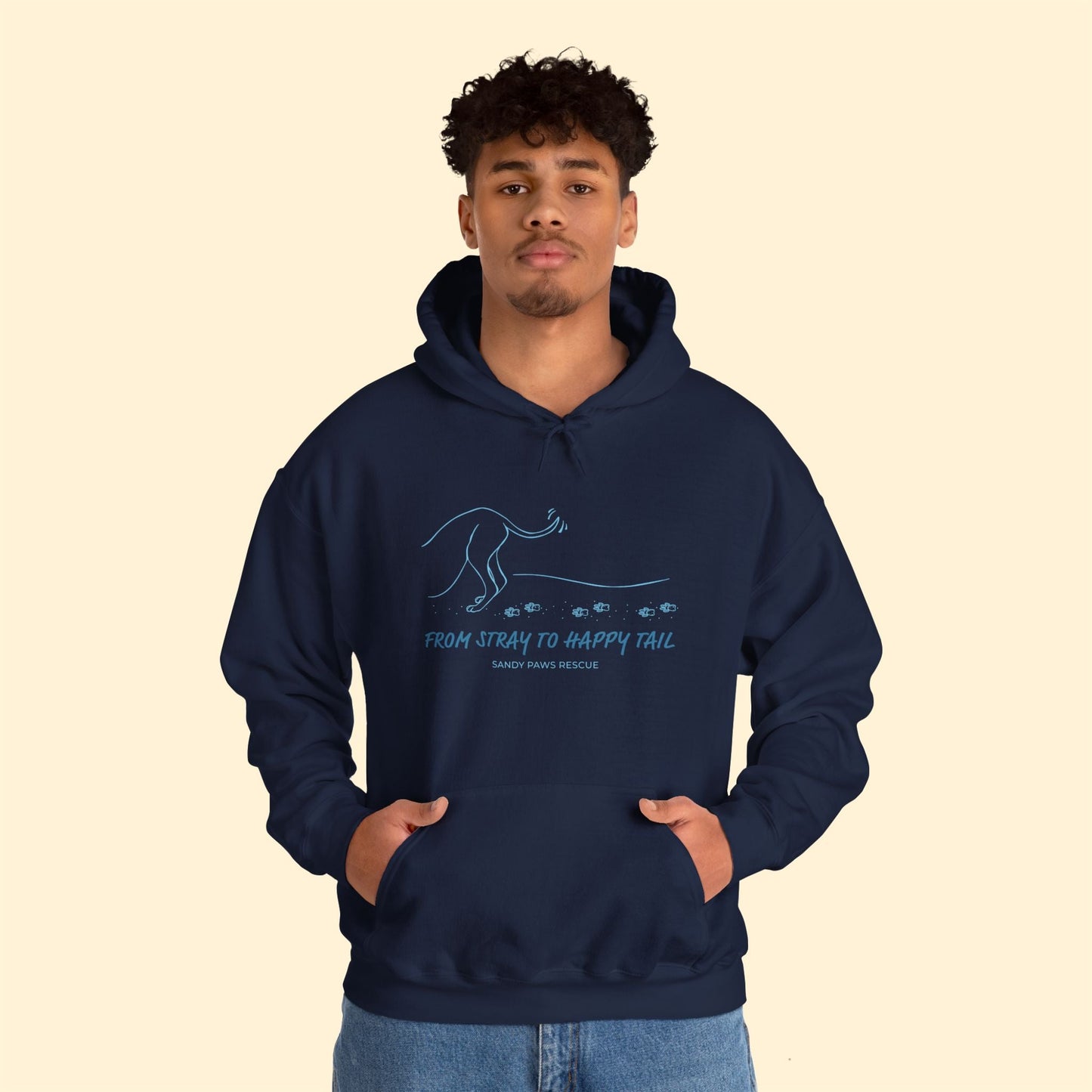 Happy Tail | FUNDRAISER for Sandy Paws Rescue | Hooded Sweatshirt - Detezi Designs - 99666113305004774480