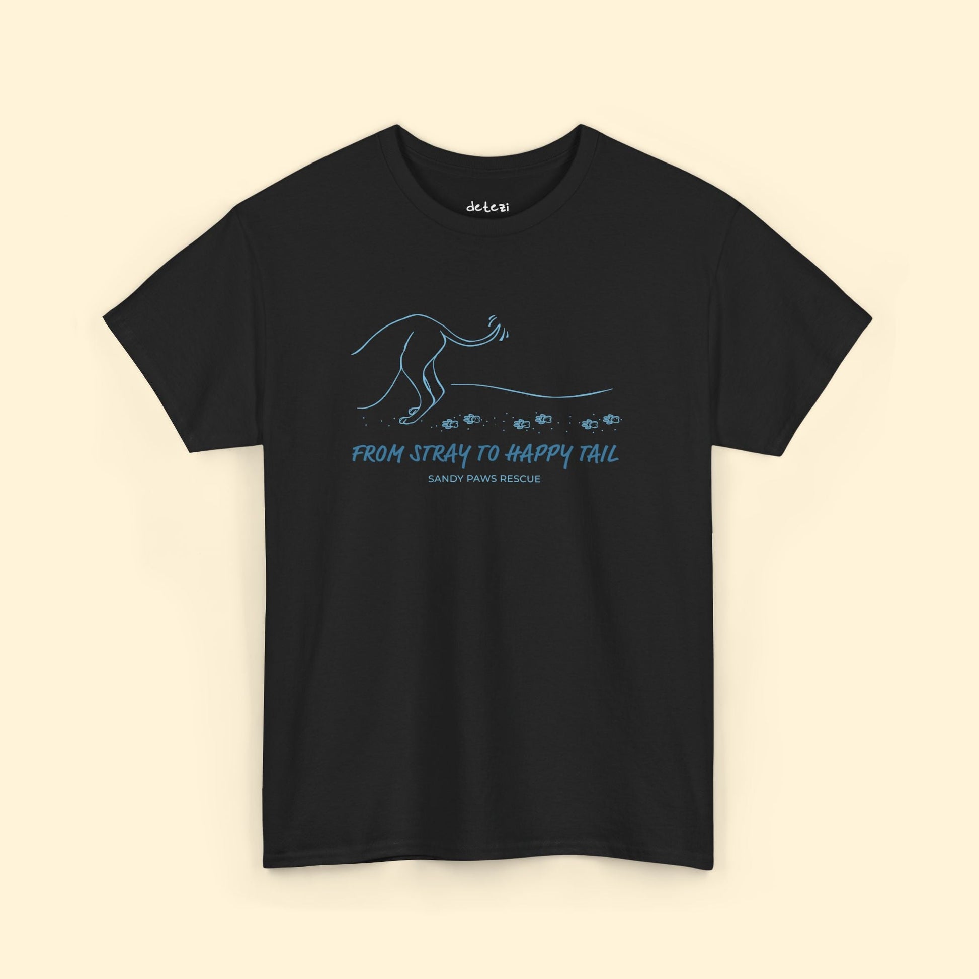 Happy Tail | FUNDRAISER for Sandy Paws Rescue | Unisex T-shirt - Detezi Designs - 11380561812303647080