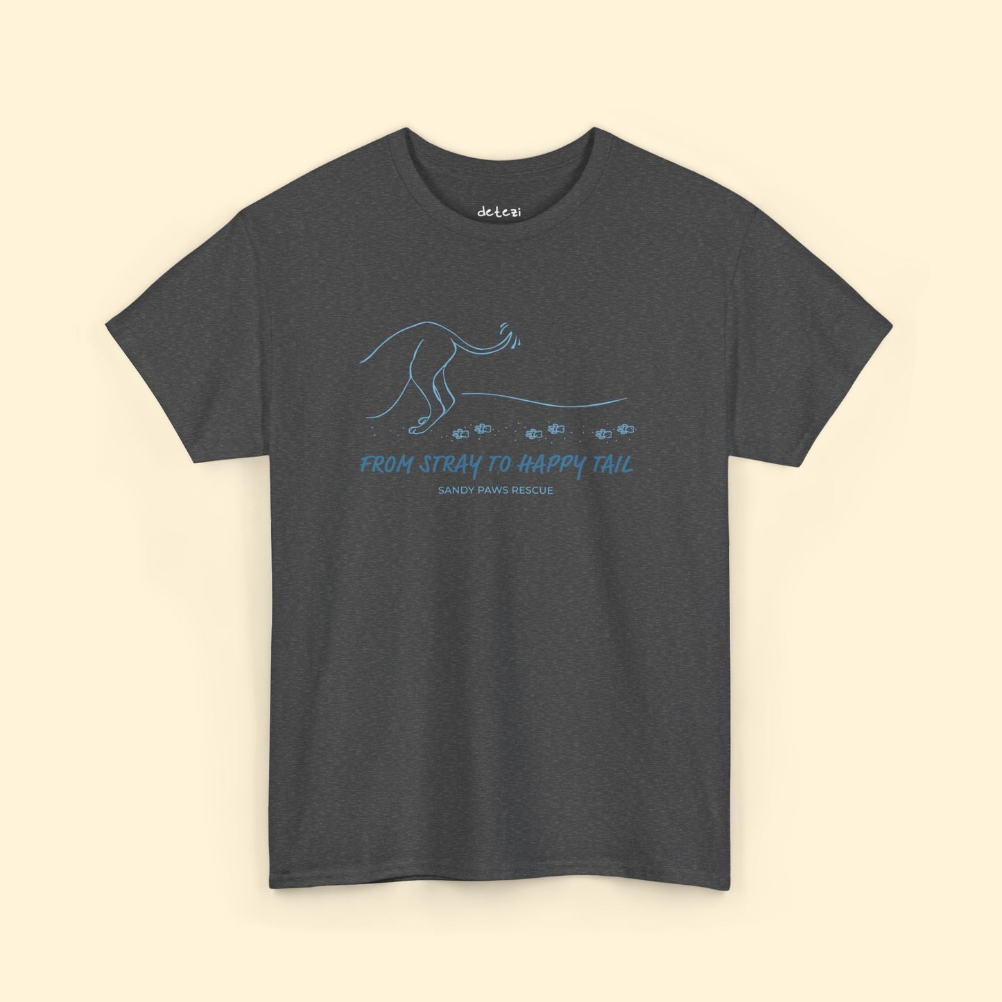 Happy Tail | FUNDRAISER for Sandy Paws Rescue | Unisex T-shirt - Detezi Designs - 21381112617316738761