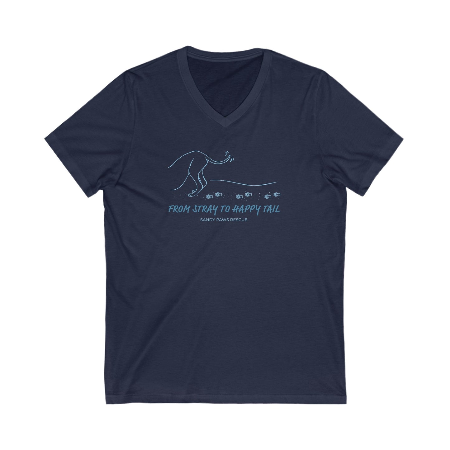 Happy Tail | FUNDRAISER for Sandy Paws Rescue | Unisex V - Neck Tee - Detezi Designs - 18207226438260172959