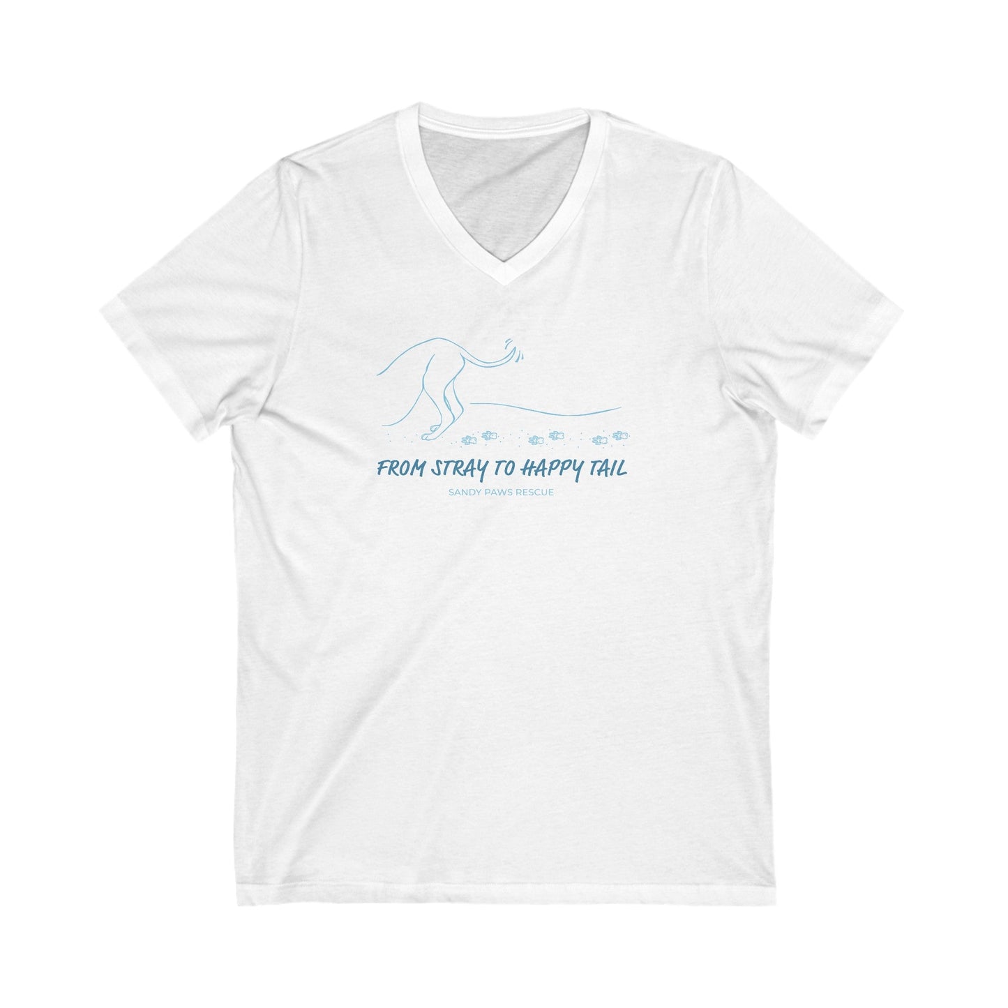 Happy Tail | FUNDRAISER for Sandy Paws Rescue | Unisex V - Neck Tee - Detezi Designs - 29959453034961878233