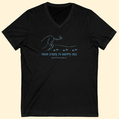 Happy Tail | FUNDRAISER for Sandy Paws Rescue | Unisex V - Neck Tee - Detezi Designs - 31622052101224729628