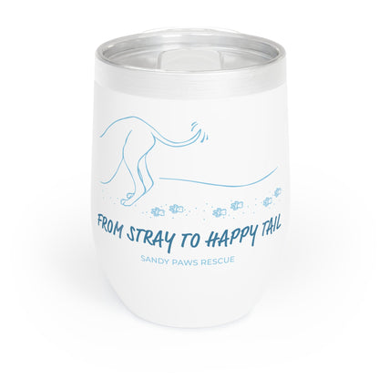 Happy Tail | FUNDRAISER for Sandy Paws Rescue | Wine Tumbler - Detezi Designs - 17842979226782178402