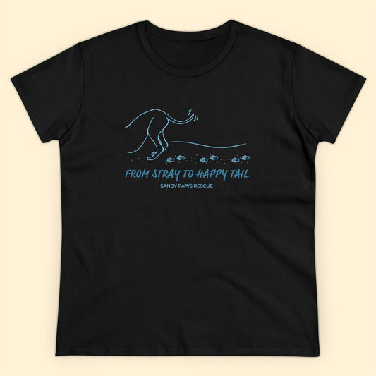 Happy Tail | FUNDRAISER for Sandy Paws Rescue | Women's Midweight Cotton Tee - Detezi Designs - 12142320281894960790