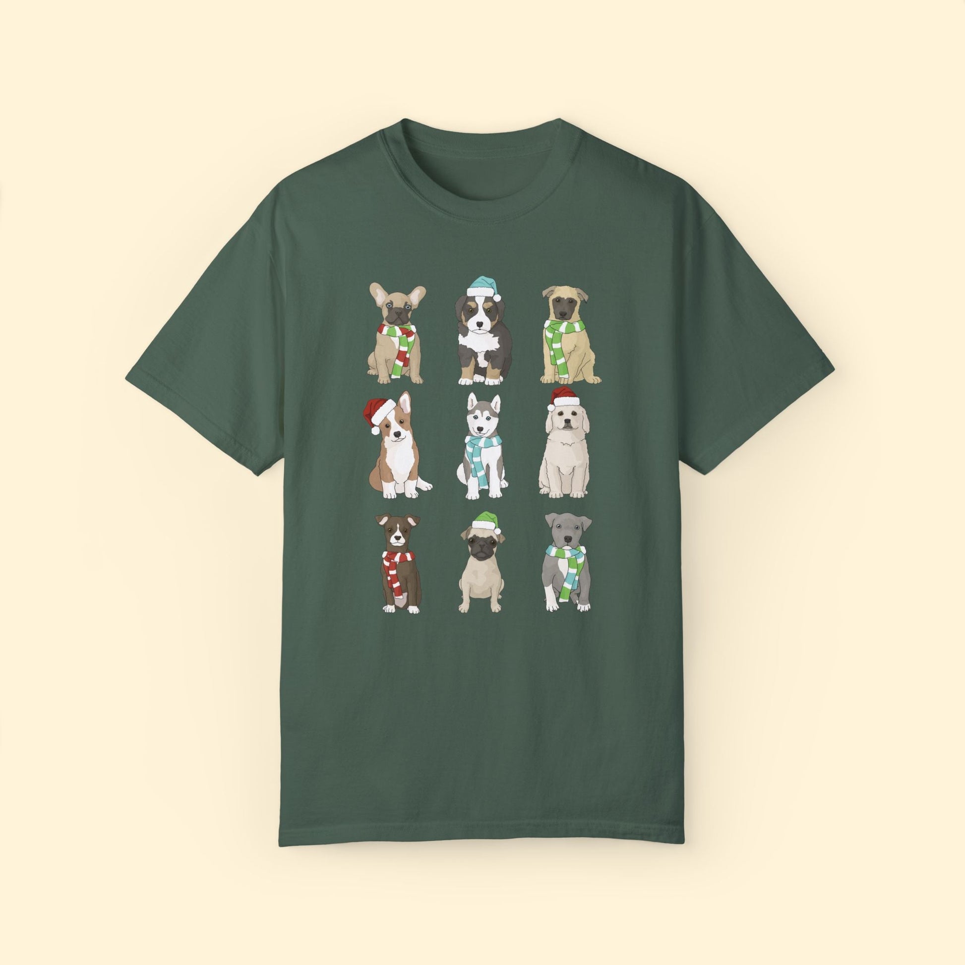 Holiday Puppies | Comfort Colors Unisex T-shirt - Detezi Designs - 11882947563911264787