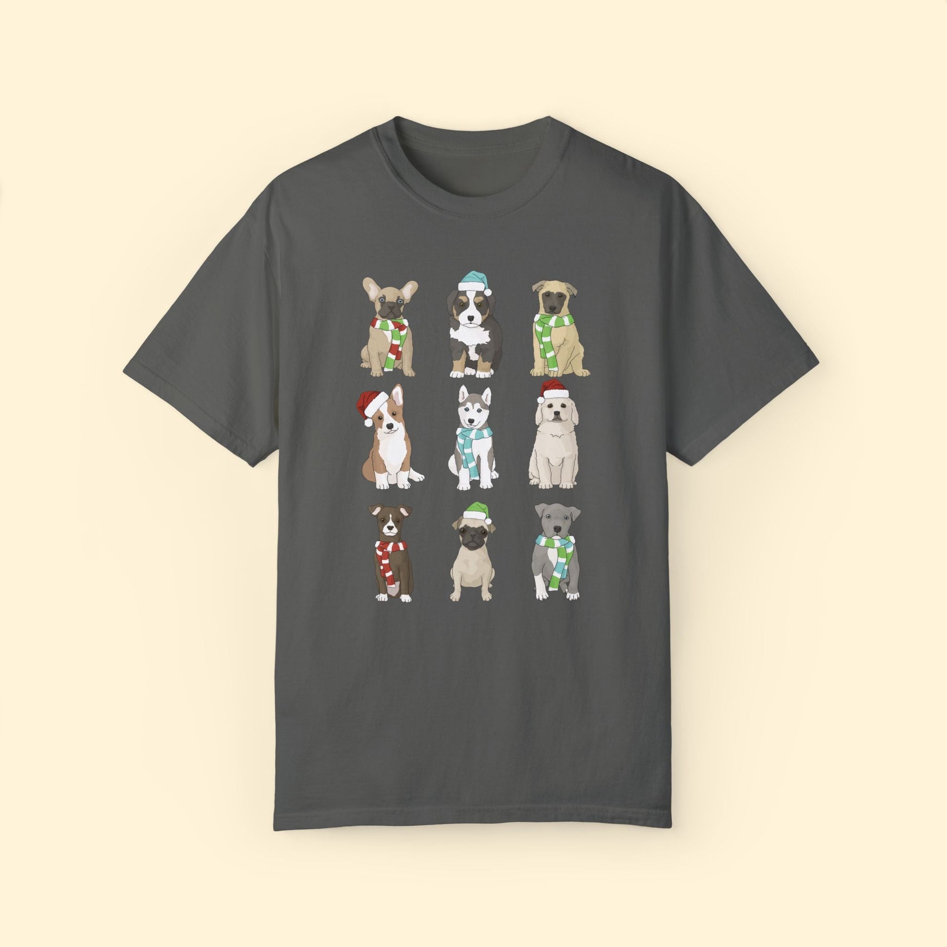 Holiday Puppies | Comfort Colors Unisex T-shirt - Detezi Designs - 48708177549730434504