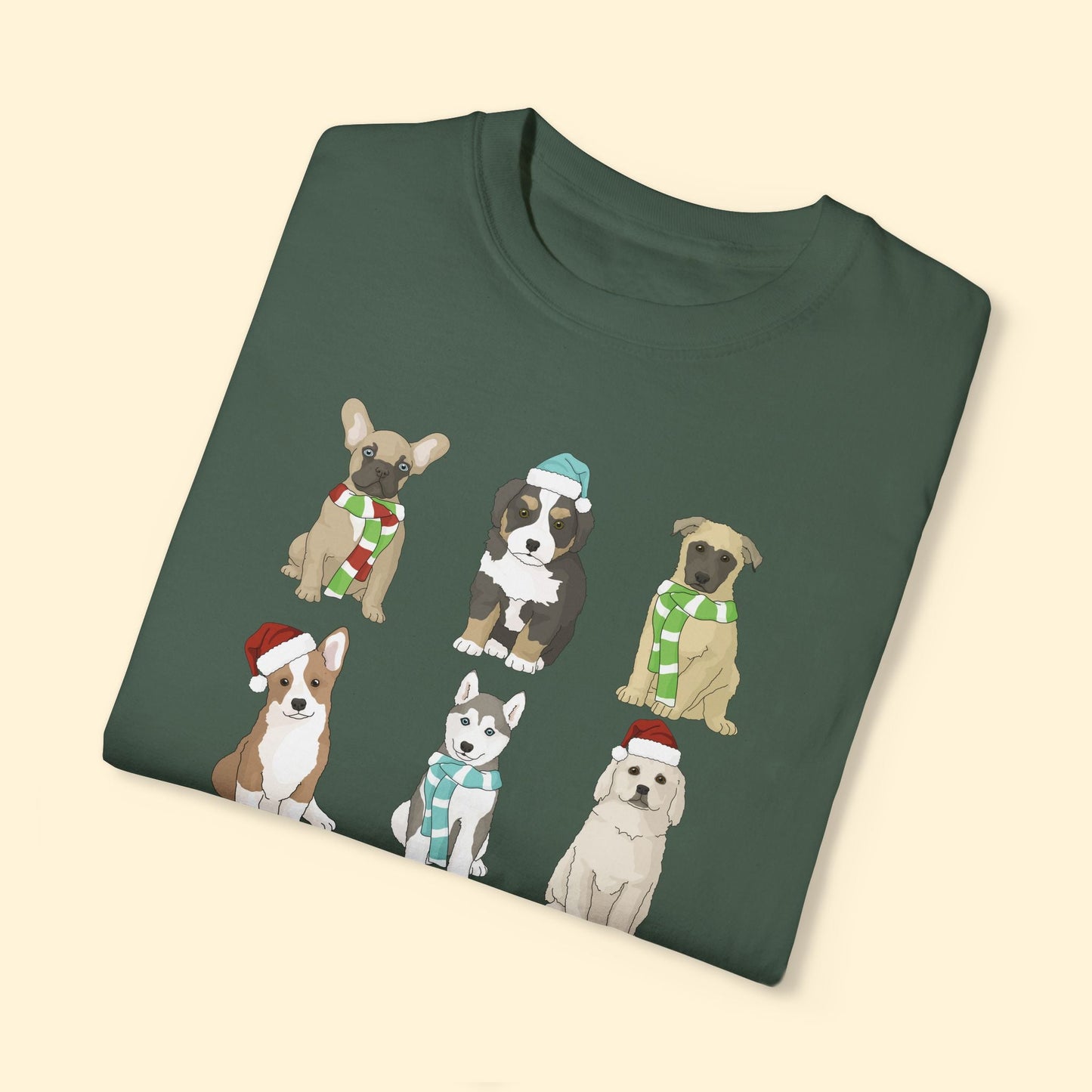 Holiday Puppies | Comfort Colors Unisex T-shirt - Detezi Designs - 48708177549730434504