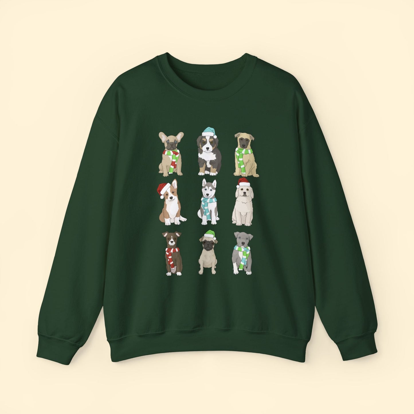 Holiday Puppies | Crewneck Sweatshirt - Detezi Designs - 11921577255588005250