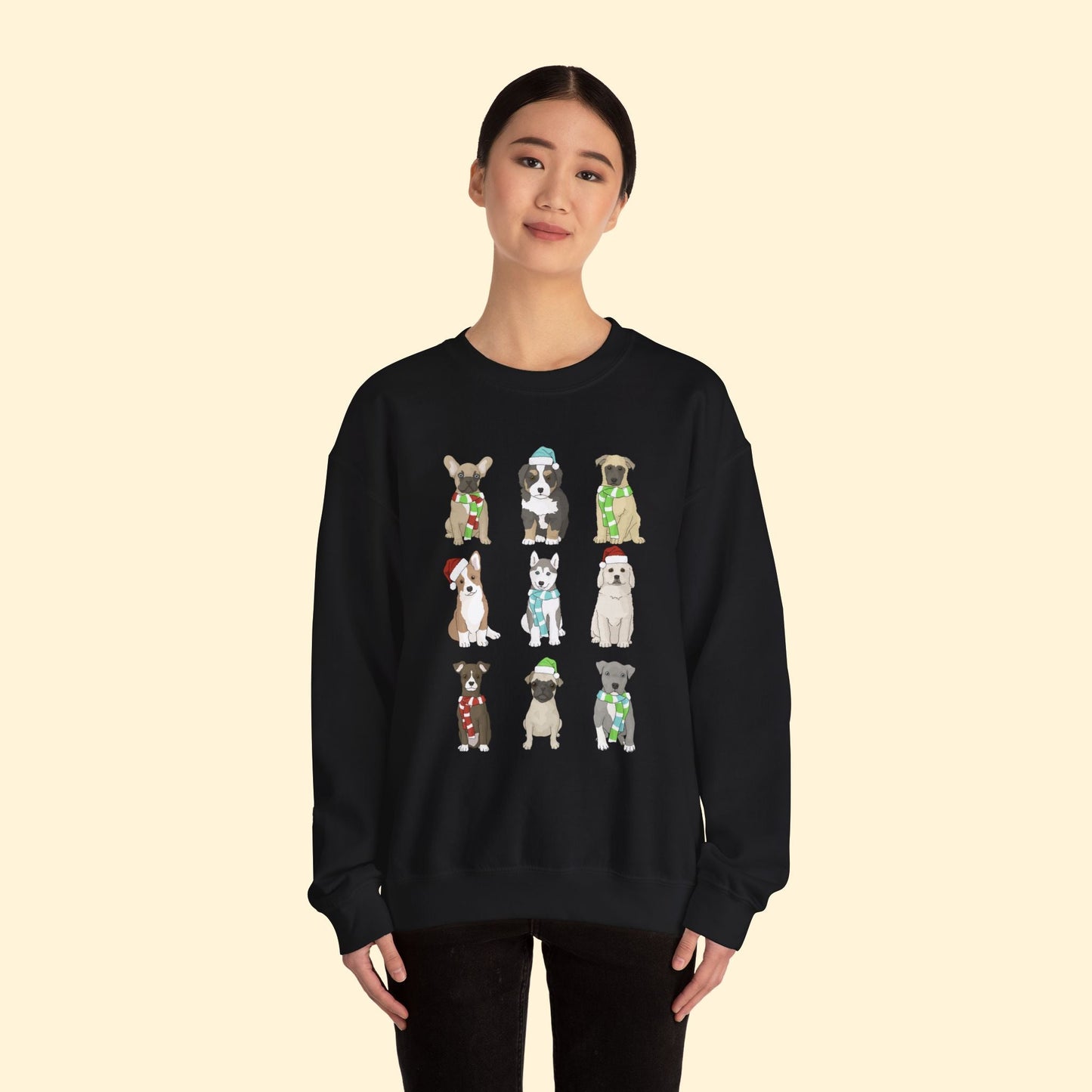 Holiday Puppies | Crewneck Sweatshirt - Detezi Designs - 19813307052276297624