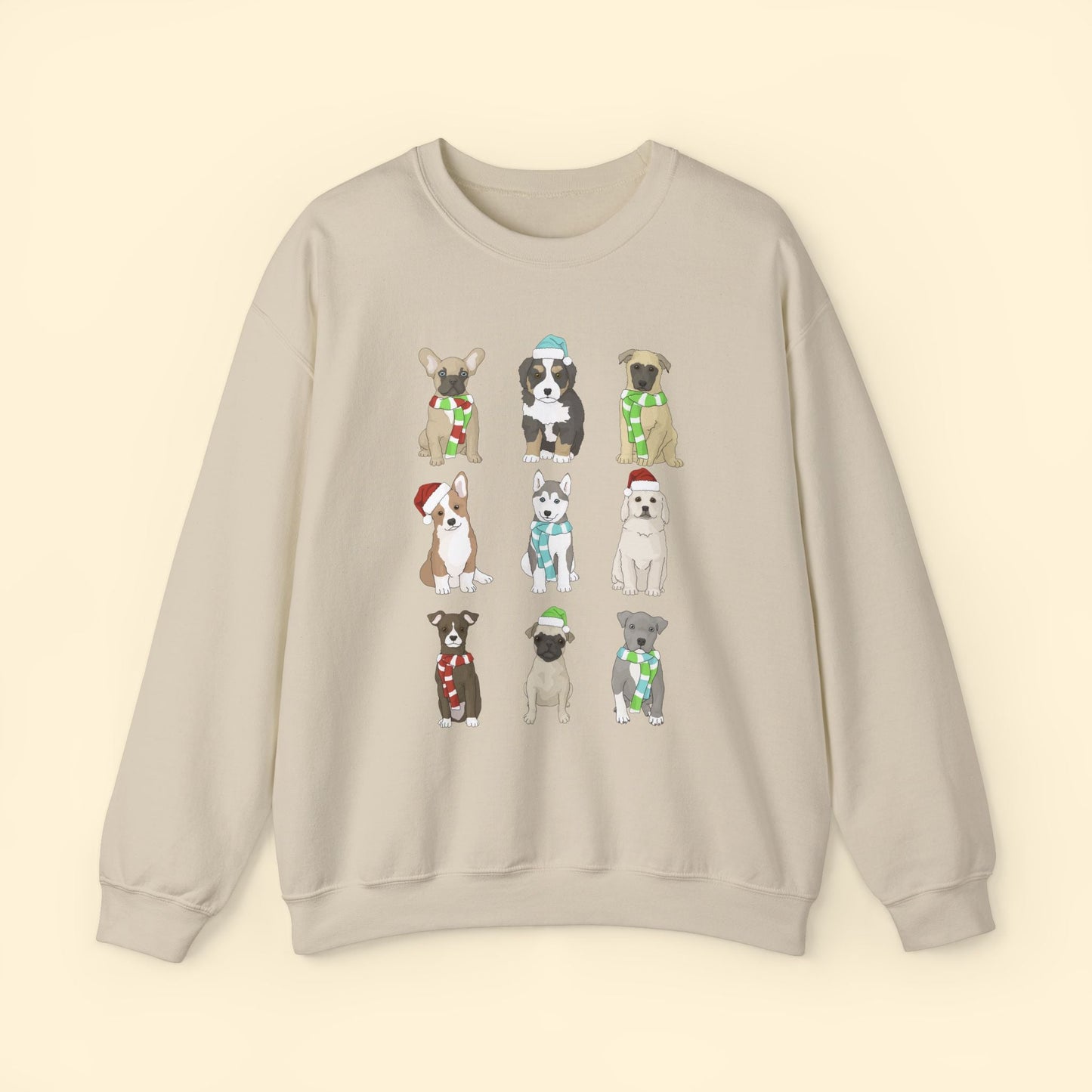 Holiday Puppies | Crewneck Sweatshirt - Detezi Designs - 48464556415665885034