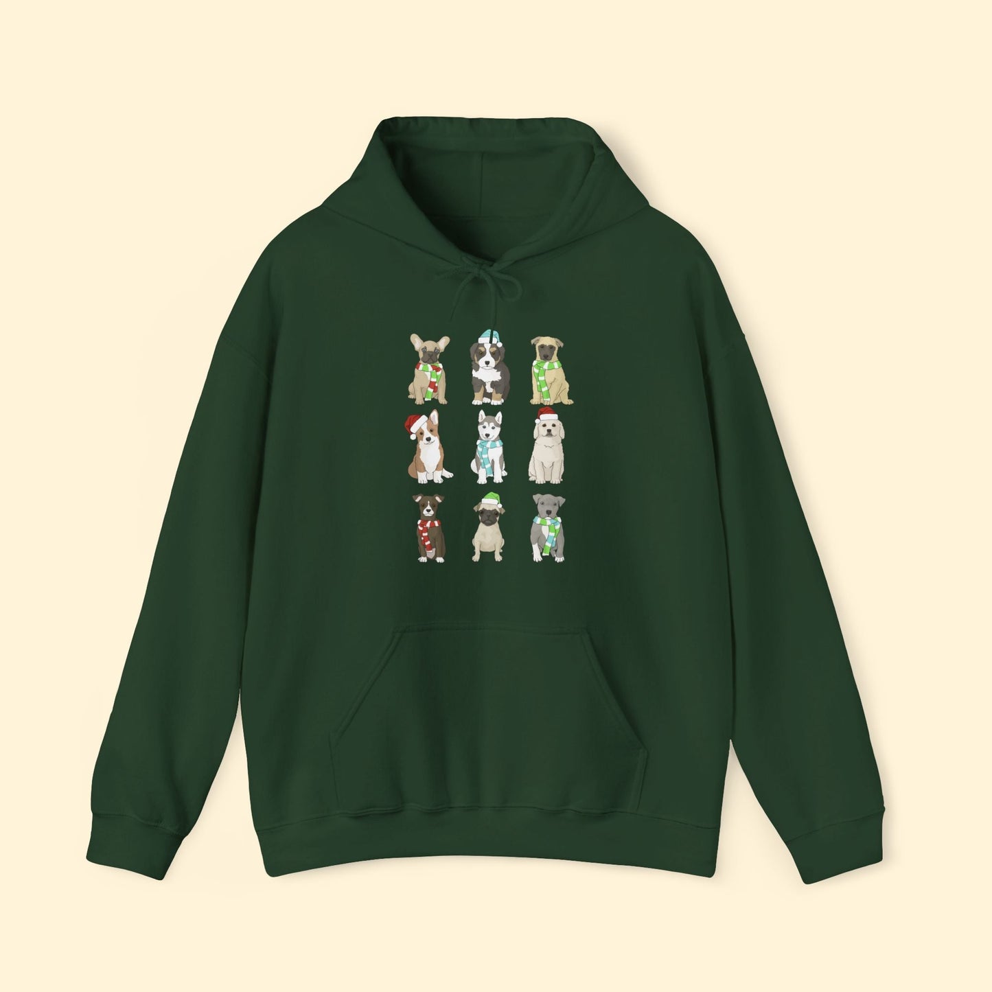 Holiday Puppies | Hooded Sweatshirt - Detezi Designs - 19147821581637059704