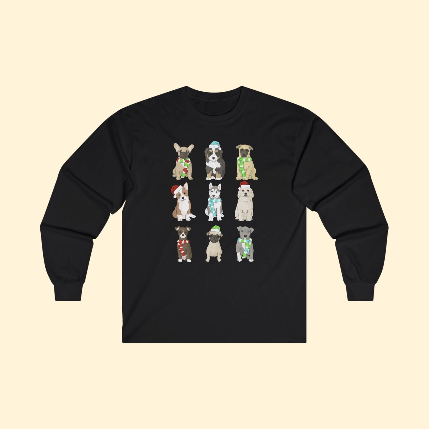 Holiday Puppies | Long Sleeve Tee - Detezi Designs - 20574522593791218876