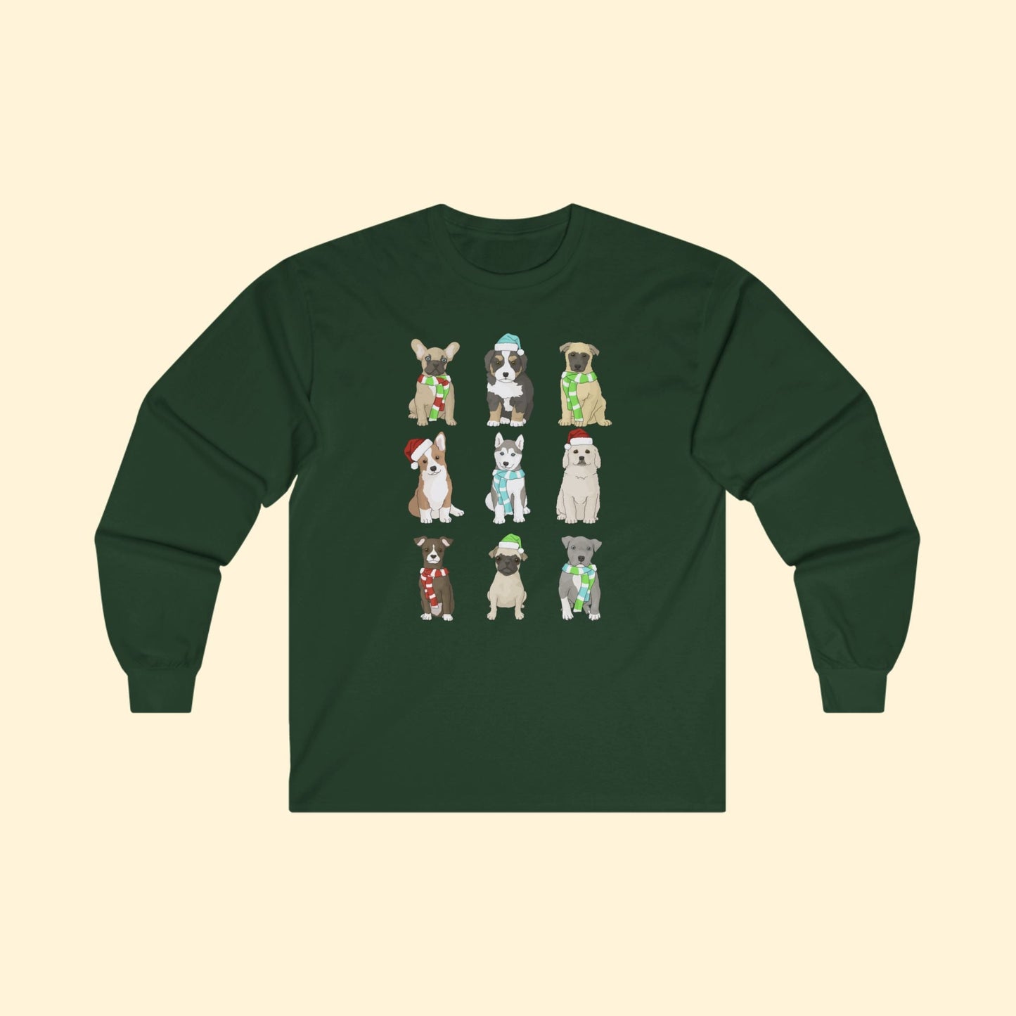 Holiday Puppies | Long Sleeve Tee - Detezi Designs - 22999164914331739266