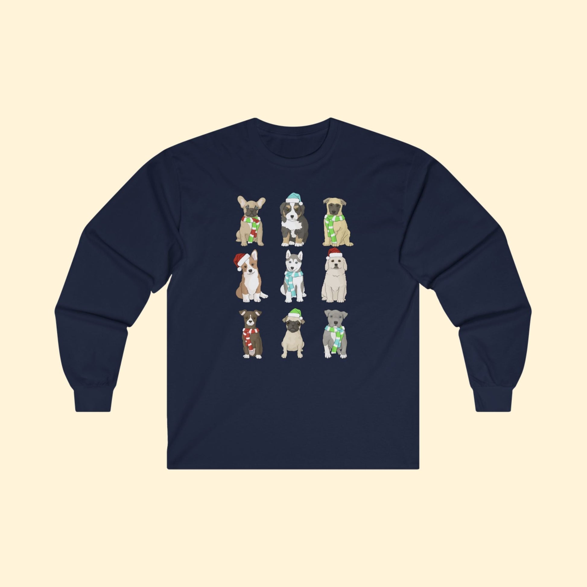 Holiday Puppies | Long Sleeve Tee - Detezi Designs - 23055241265333771963