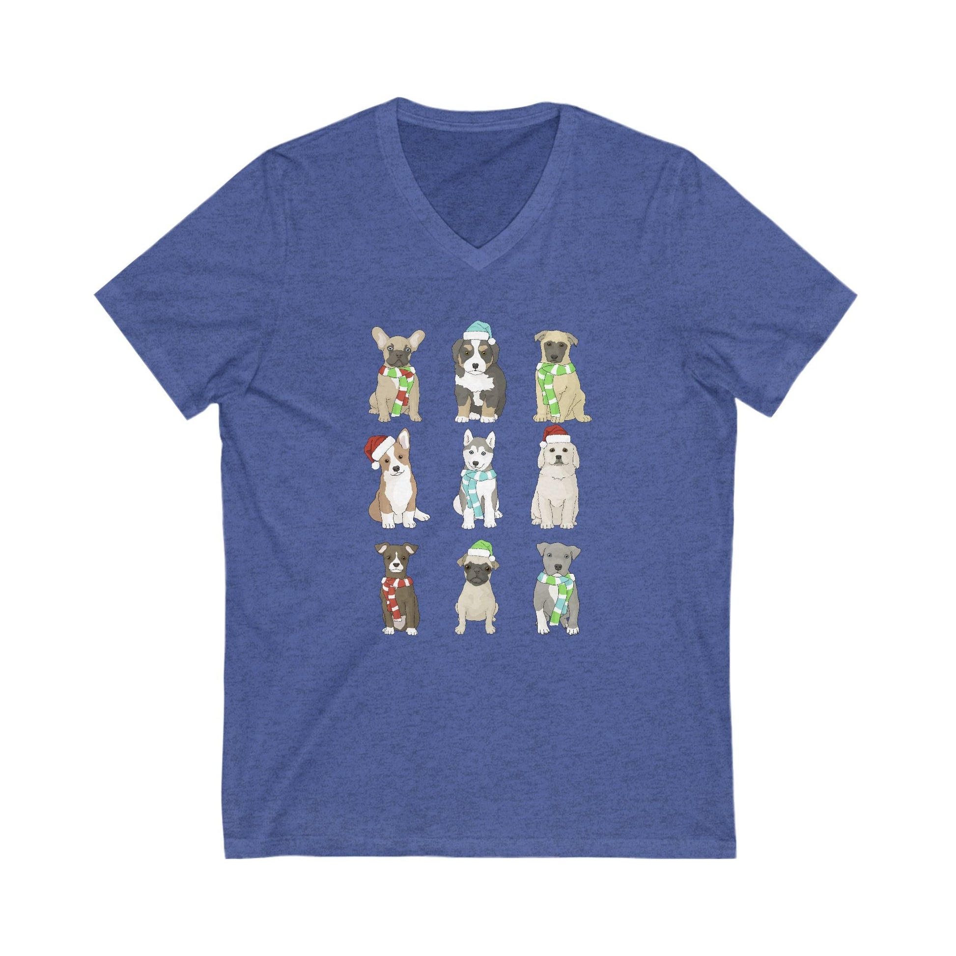 Holiday Puppies | Unisex V - Neck Tee - Detezi Designs - 32100524247576060672