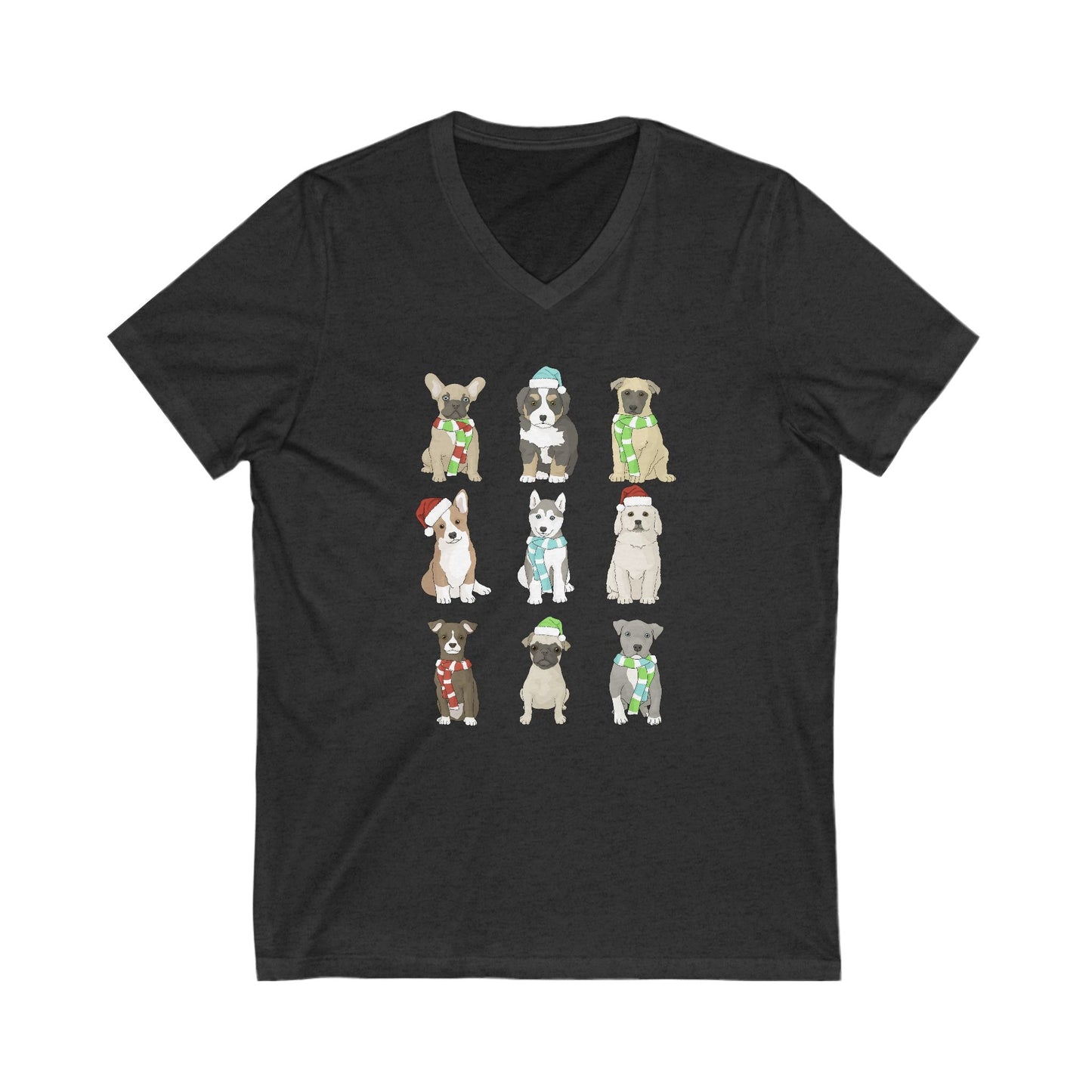 Holiday Puppies | Unisex V - Neck Tee - Detezi Designs - 48436142191517841741