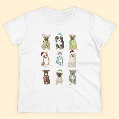 Holiday Puppies | Women's Midweight Cotton Tee - Detezi Designs - 27966849159793638665