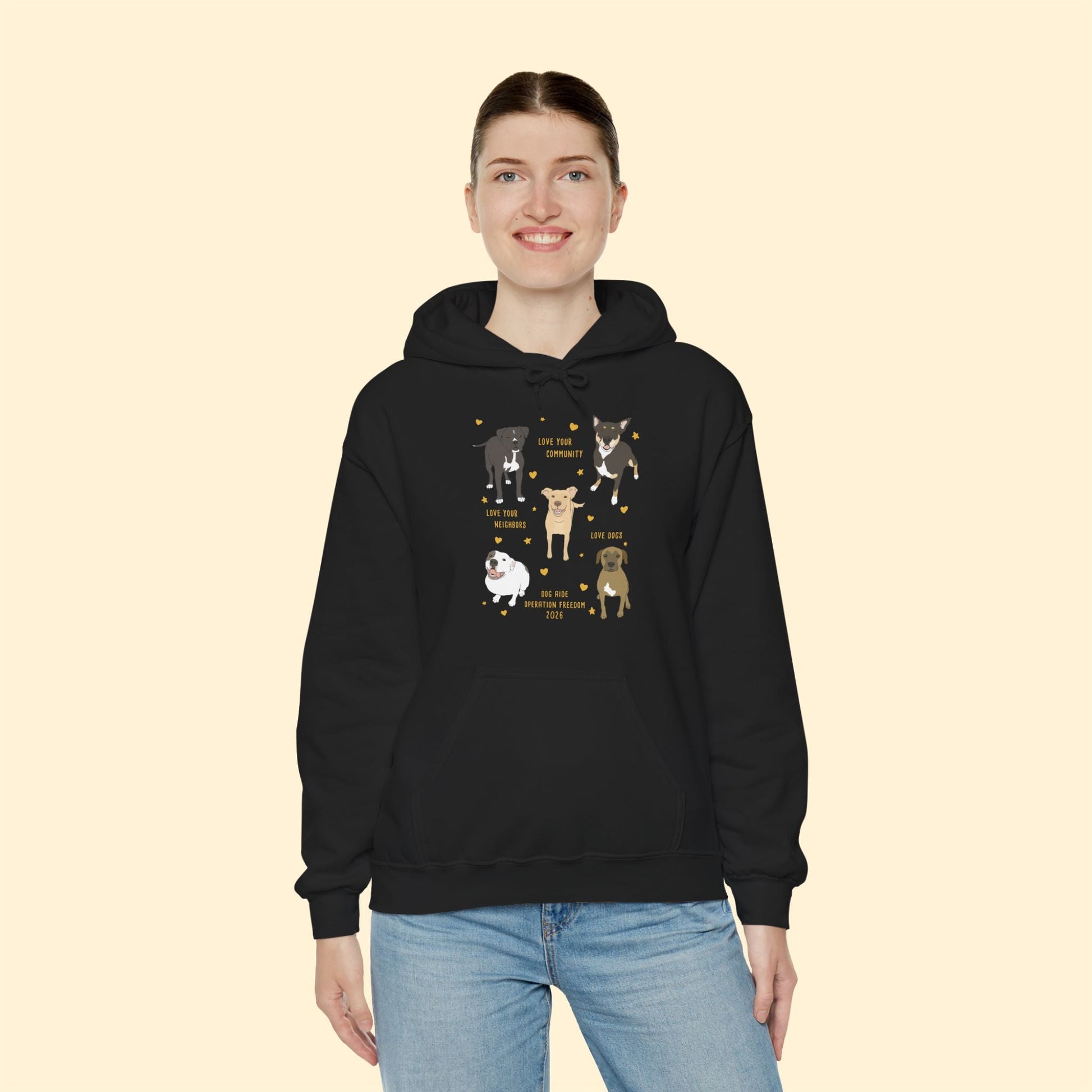 Hooded Sweatshirt | FUNDRAISER | Dog Aide | Operation Freedom 2026 - Detezi Designs-90372812384285217252