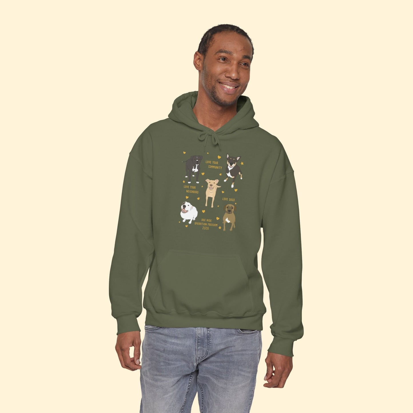 Hooded Sweatshirt | FUNDRAISER | Dog Aide | Operation Freedom 2026 - Detezi Designs-90372812384285217252
