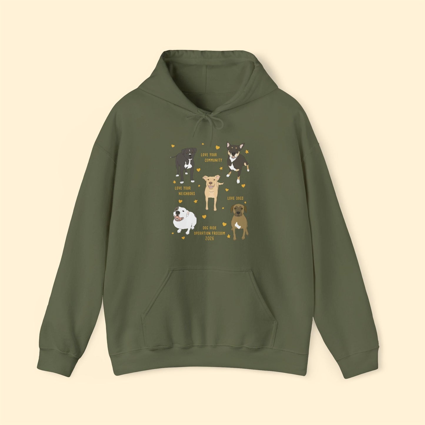 Hooded Sweatshirt | FUNDRAISER | Dog Aide | Operation Freedom 2026 - Detezi Designs-90372812384285217252