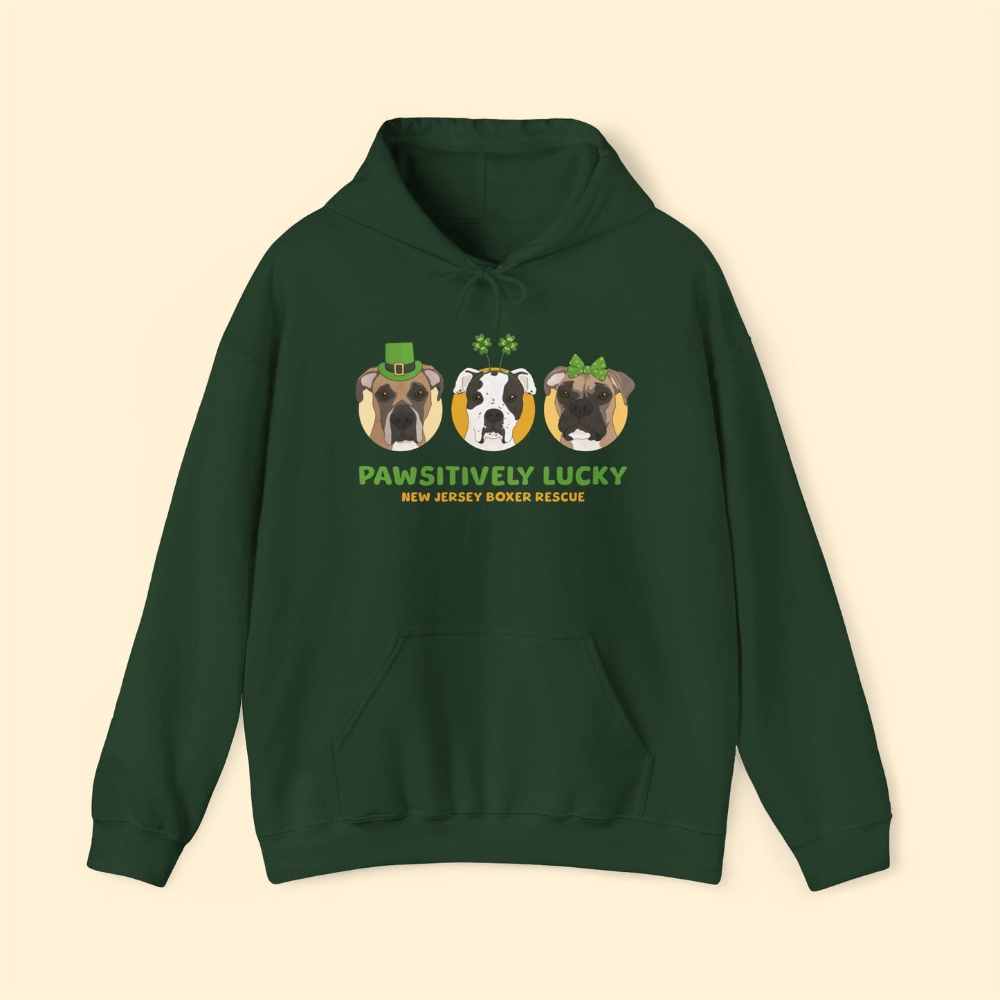 Hooded Sweatshirt | FUNDRAISER | New Jersey Boxer Rescue | St. Patrick's Day - Detezi Designs - 31130062078336942259