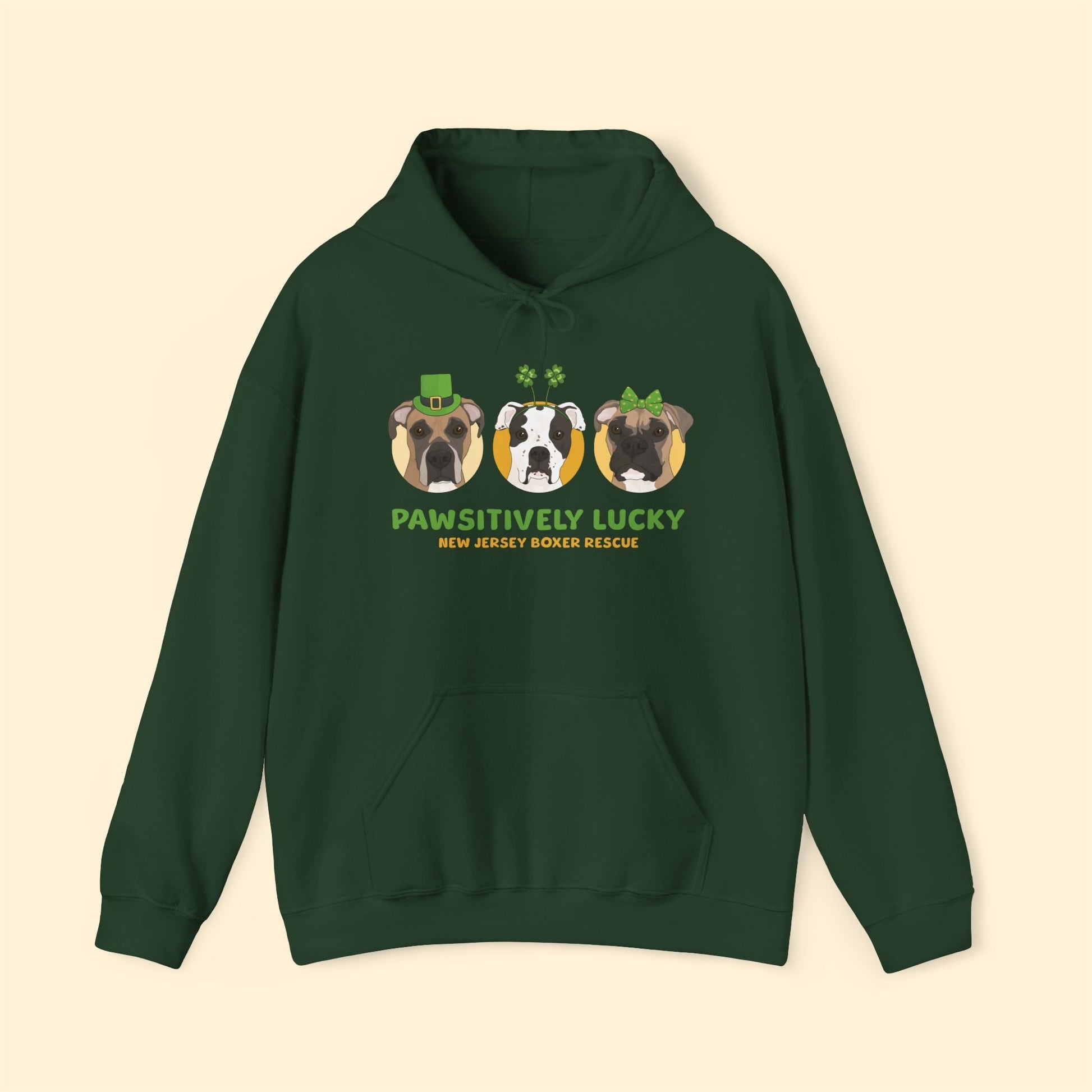 Hooded Sweatshirt | FUNDRAISER | New Jersey Boxer Rescue | St. Patrick's Day - Detezi Designs - 31130062078336942259