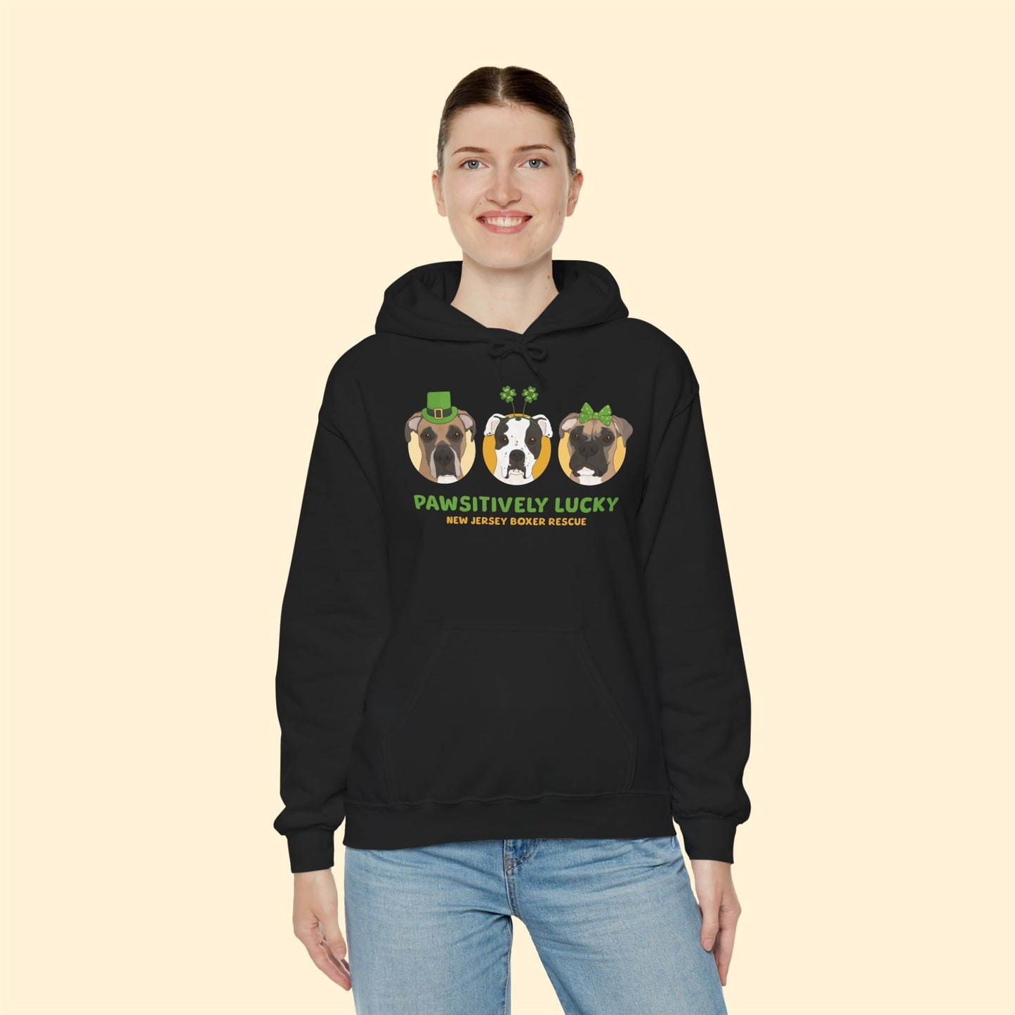 Hooded Sweatshirt | FUNDRAISER | New Jersey Boxer Rescue | St. Patrick's Day - Detezi Designs - 31130062078336942259