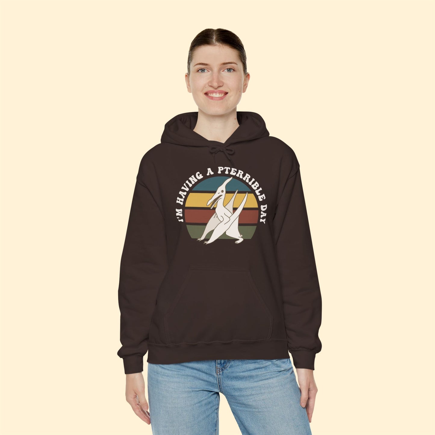 Hooded Sweatshirt | I'm Having A Pterrible Day - Detezi Designs - 28448339361742089953