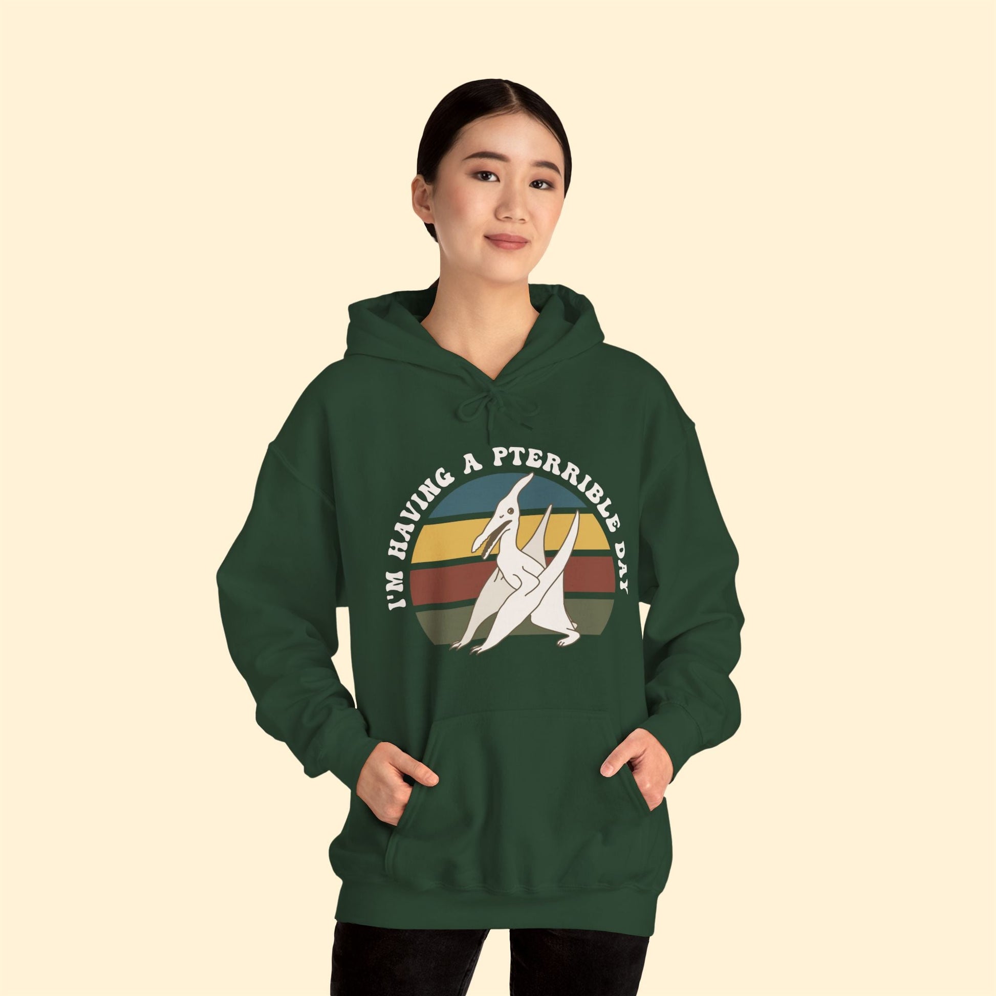Hooded Sweatshirt | I'm Having A Pterrible Day - Detezi Designs - 28448339361742089953